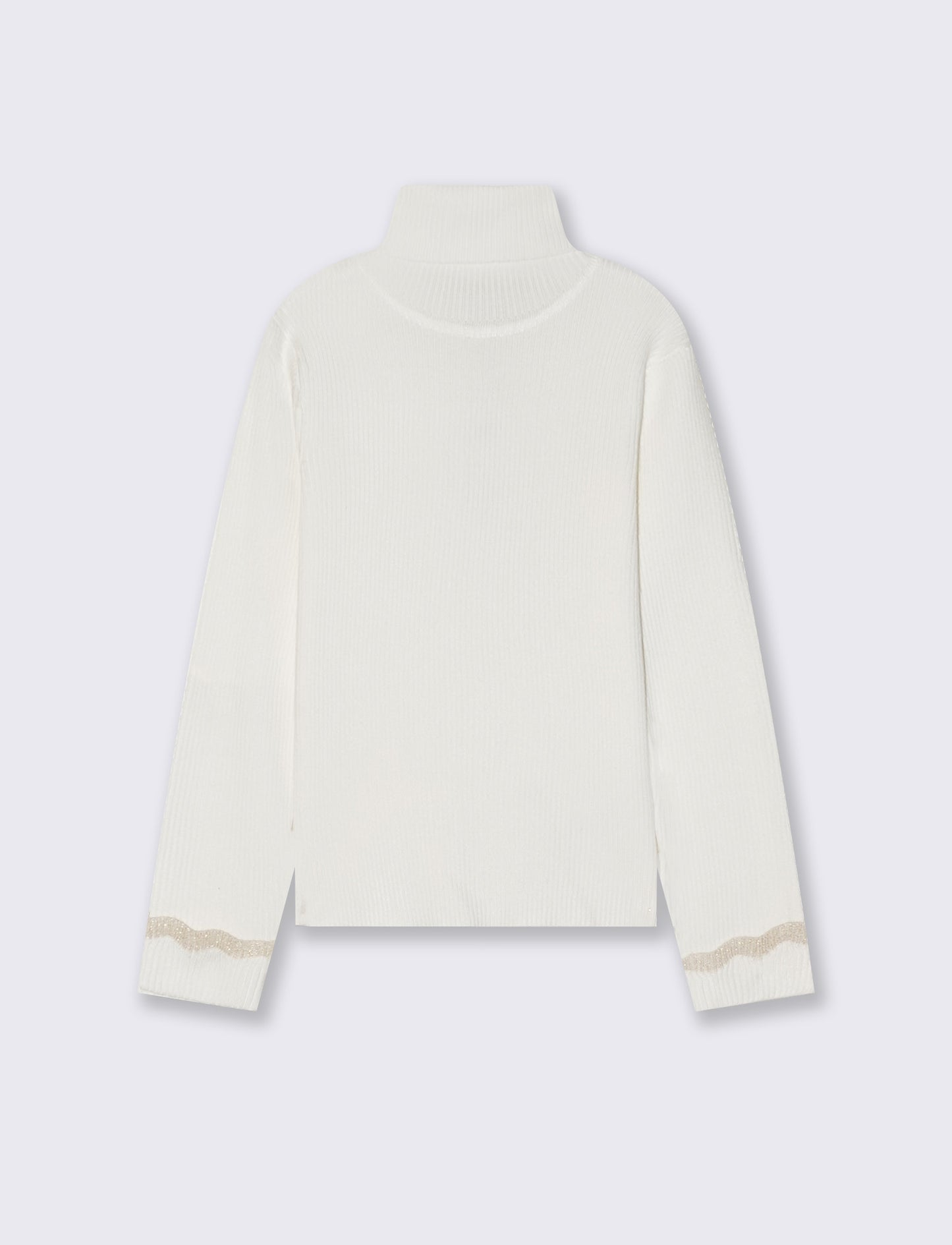 Maglia collo alto con polsino metallico - Bianco latte