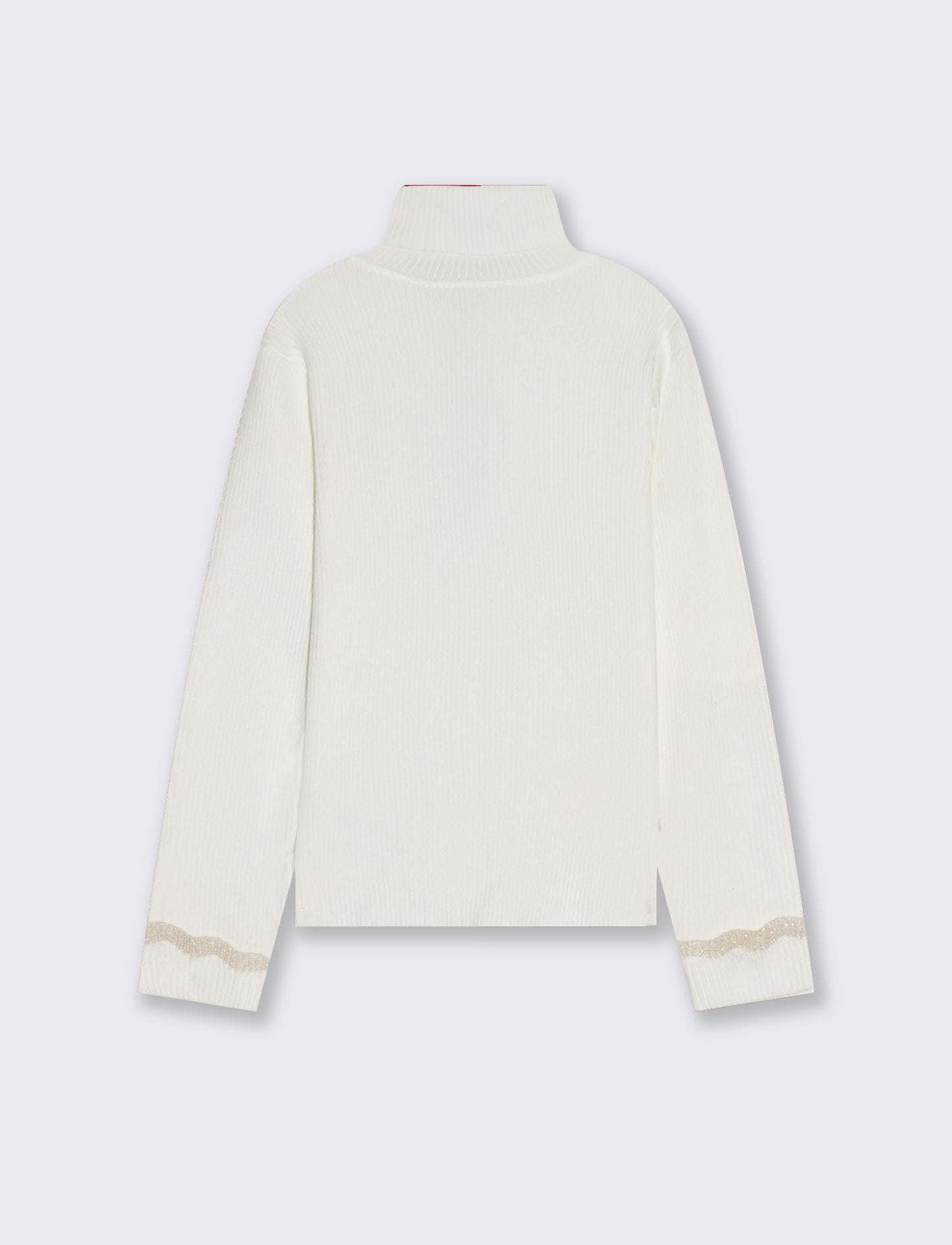 High-neck sweater with metallic cuff - White