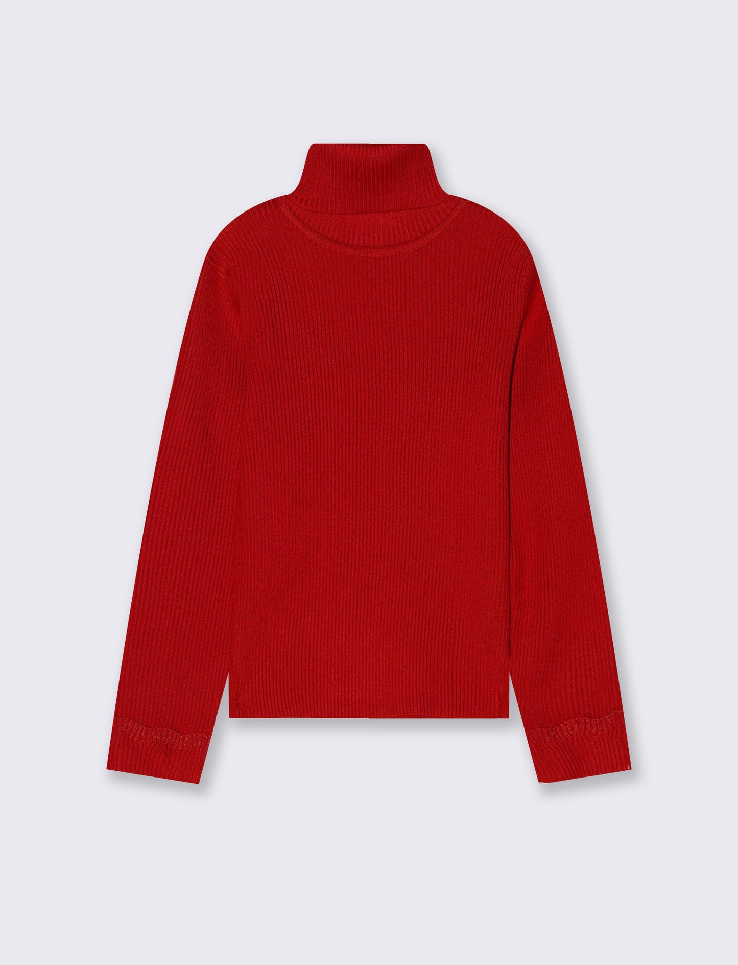 High-neck sweater with metallic cuff - Red