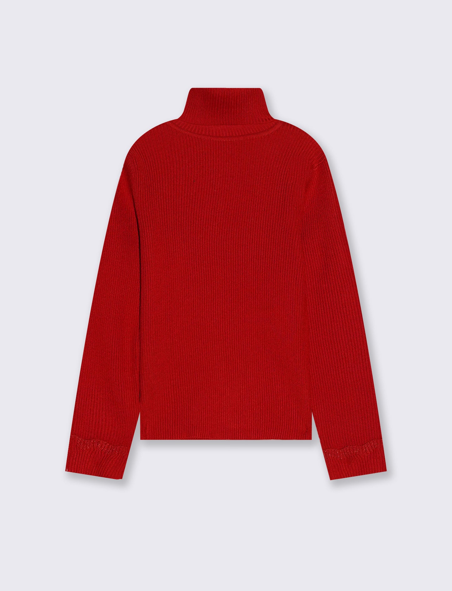 High-neck sweater with metallic cuff - Red