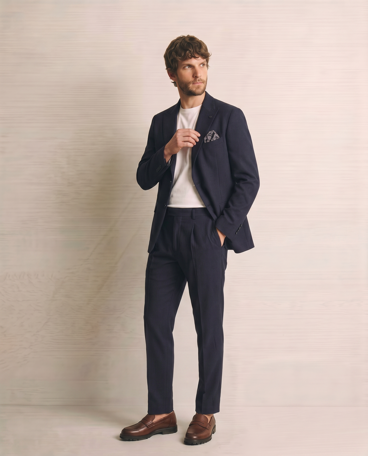 Pantaloni Formal Fit Effetto Occhio di Pernice - Blu