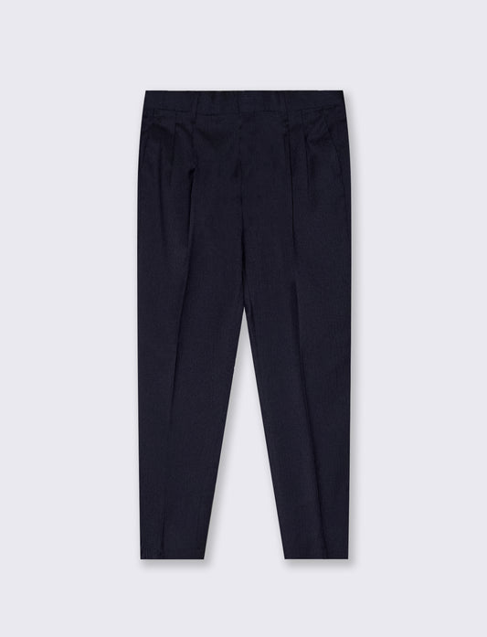 Pantaloni Formal Fit Effetto Occhio di Pernice - Blu