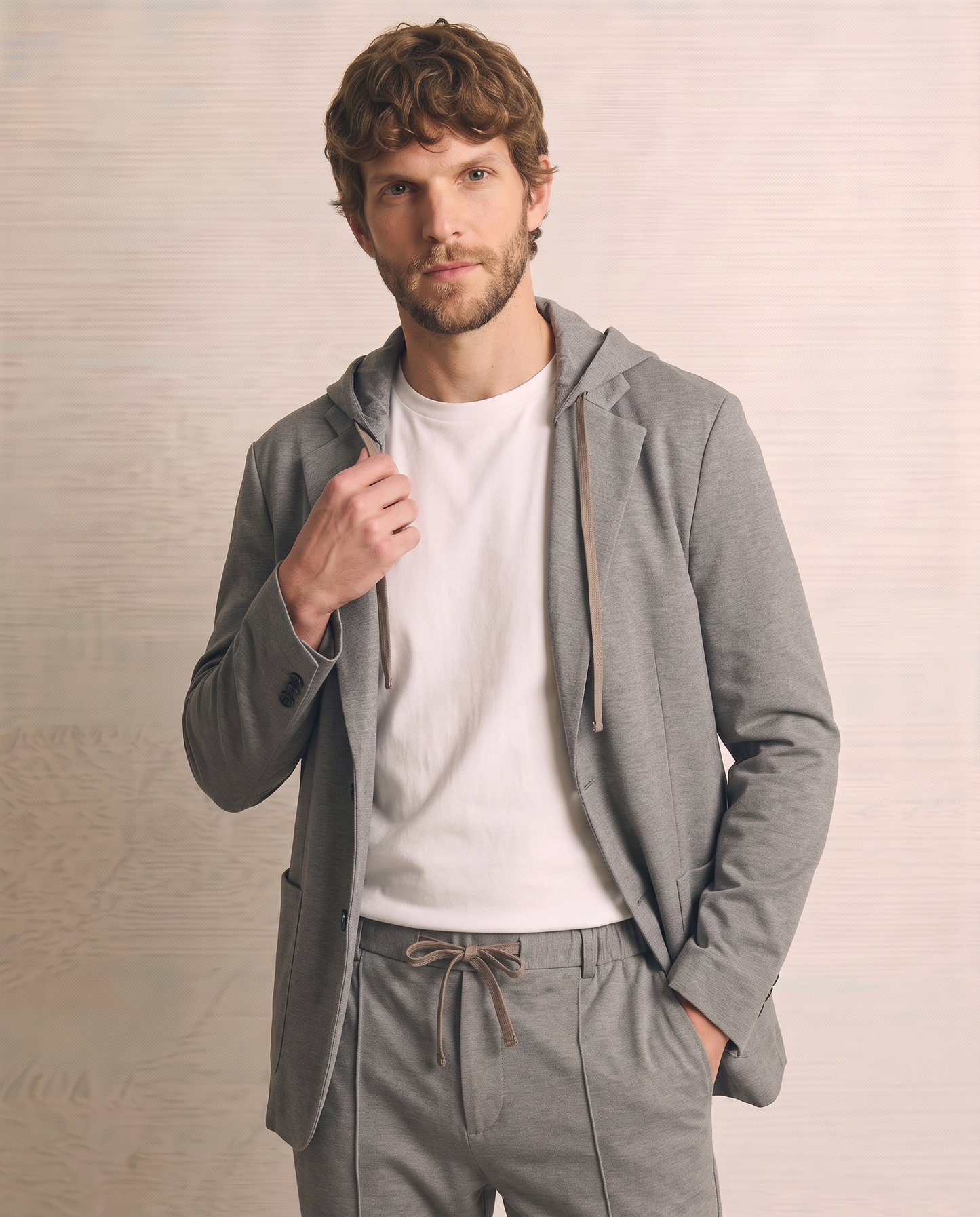 Blazer formale con cappuccio regolabile - Grigio mel.