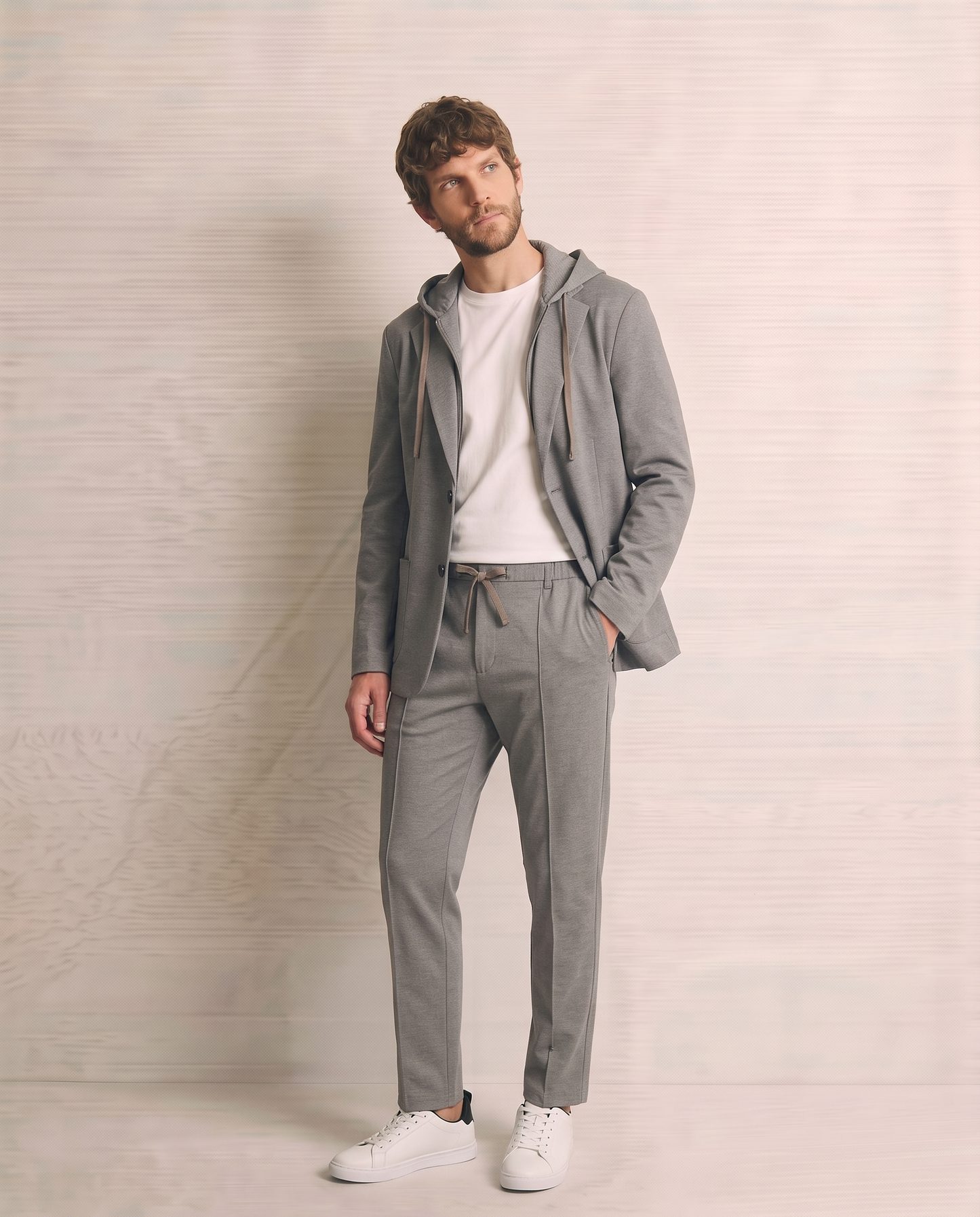 Blazer formale con cappuccio regolabile - Grigio mel.