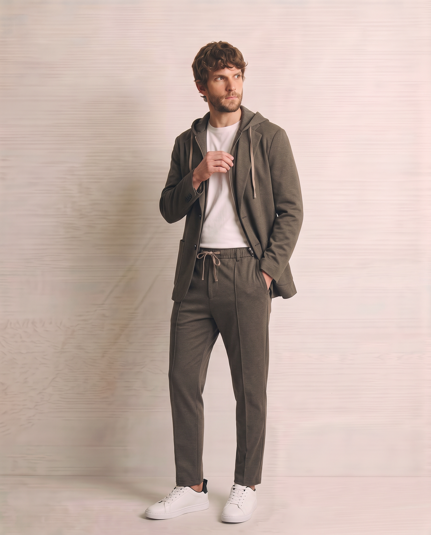 Blazer formale con cappuccio regolabile - Moro