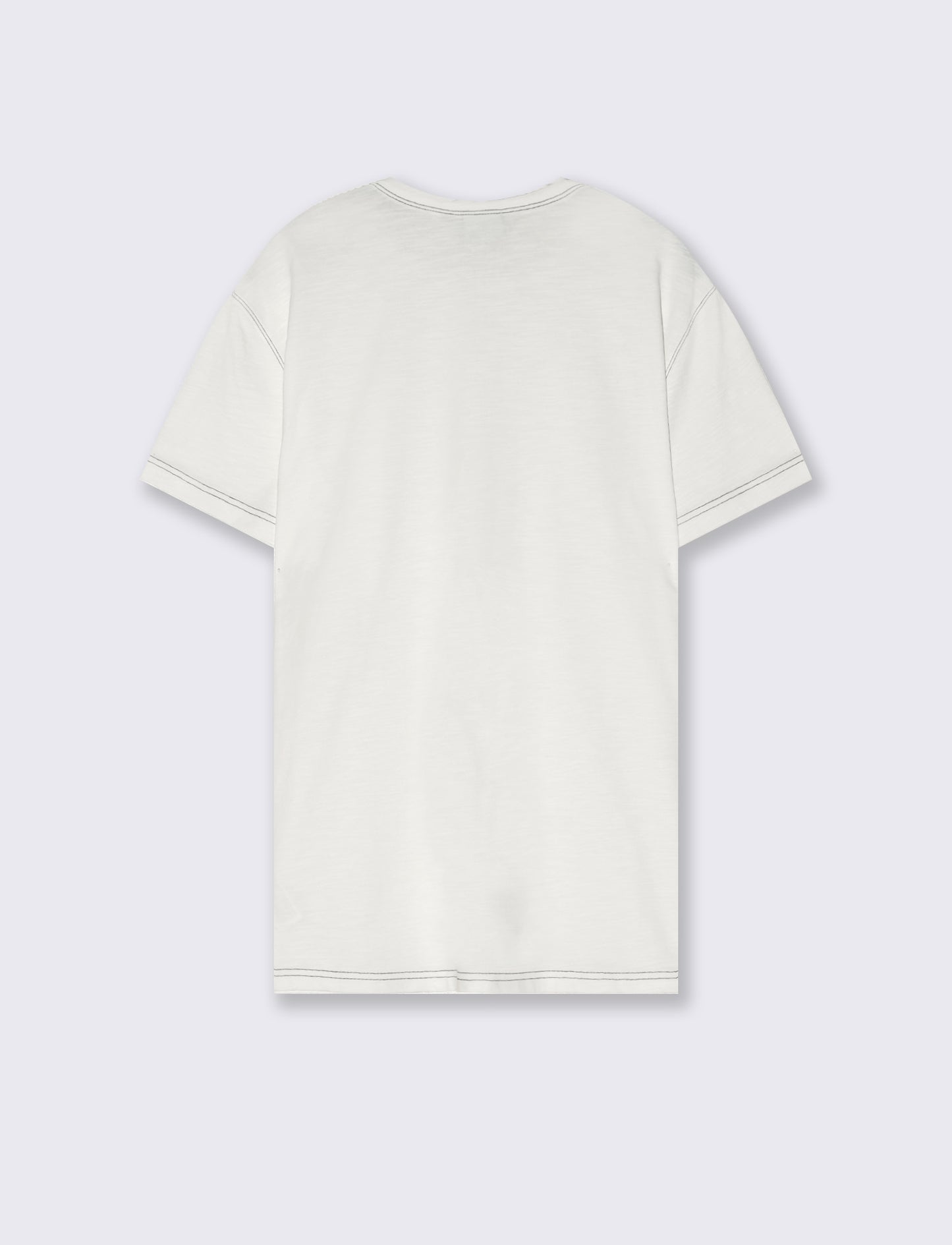 T-shirt slub con impunture a contrasto - Bianco