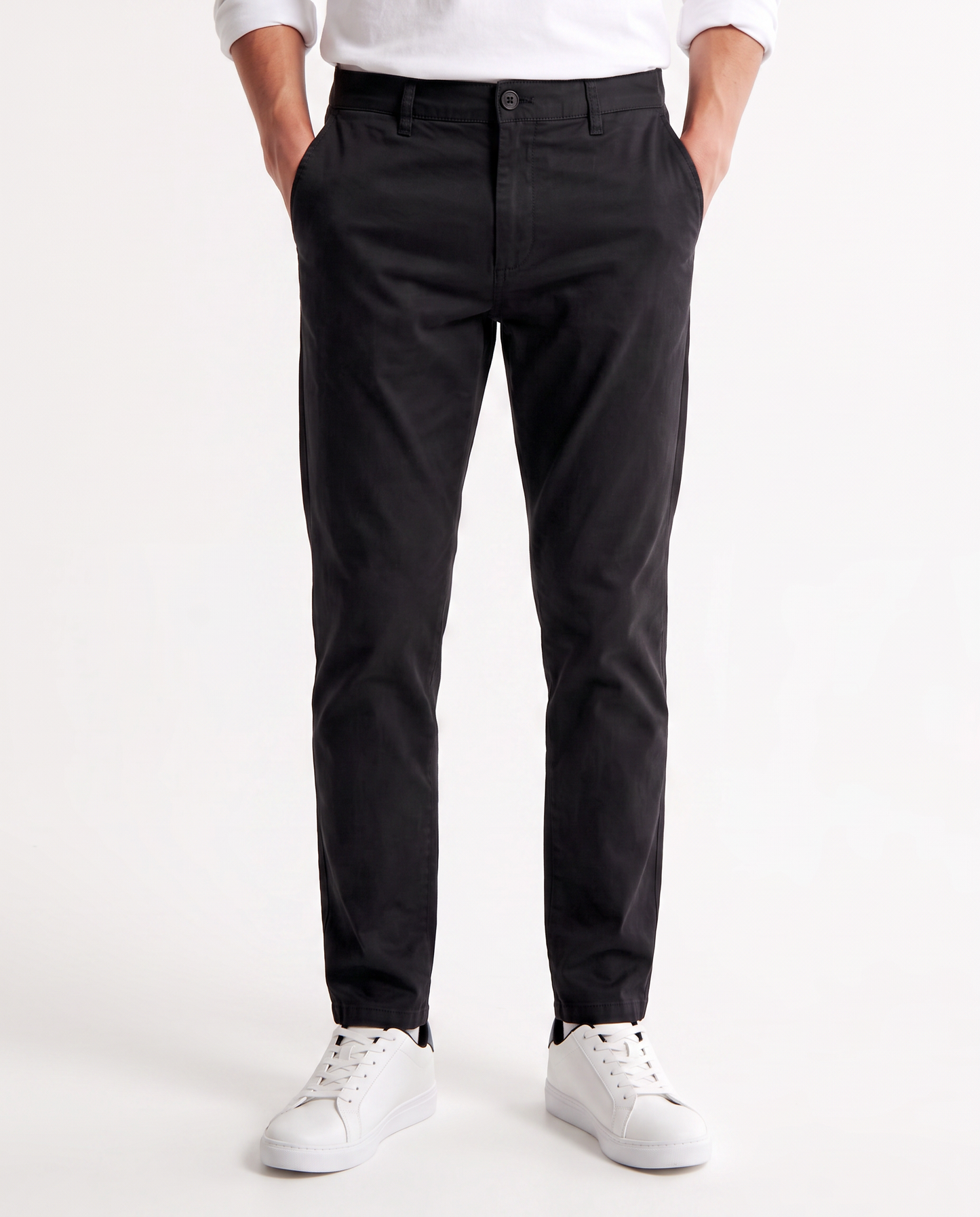 Pantaloni Chino Slim Fit in Cotone Twill - Nero