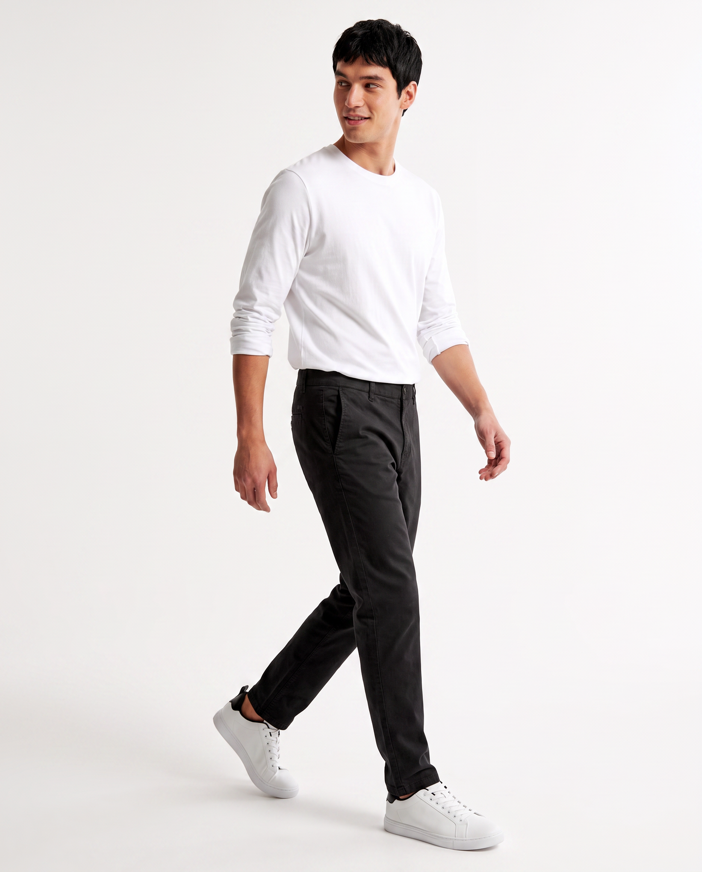 Pantaloni Chino Slim Fit in Cotone Twill - Nero