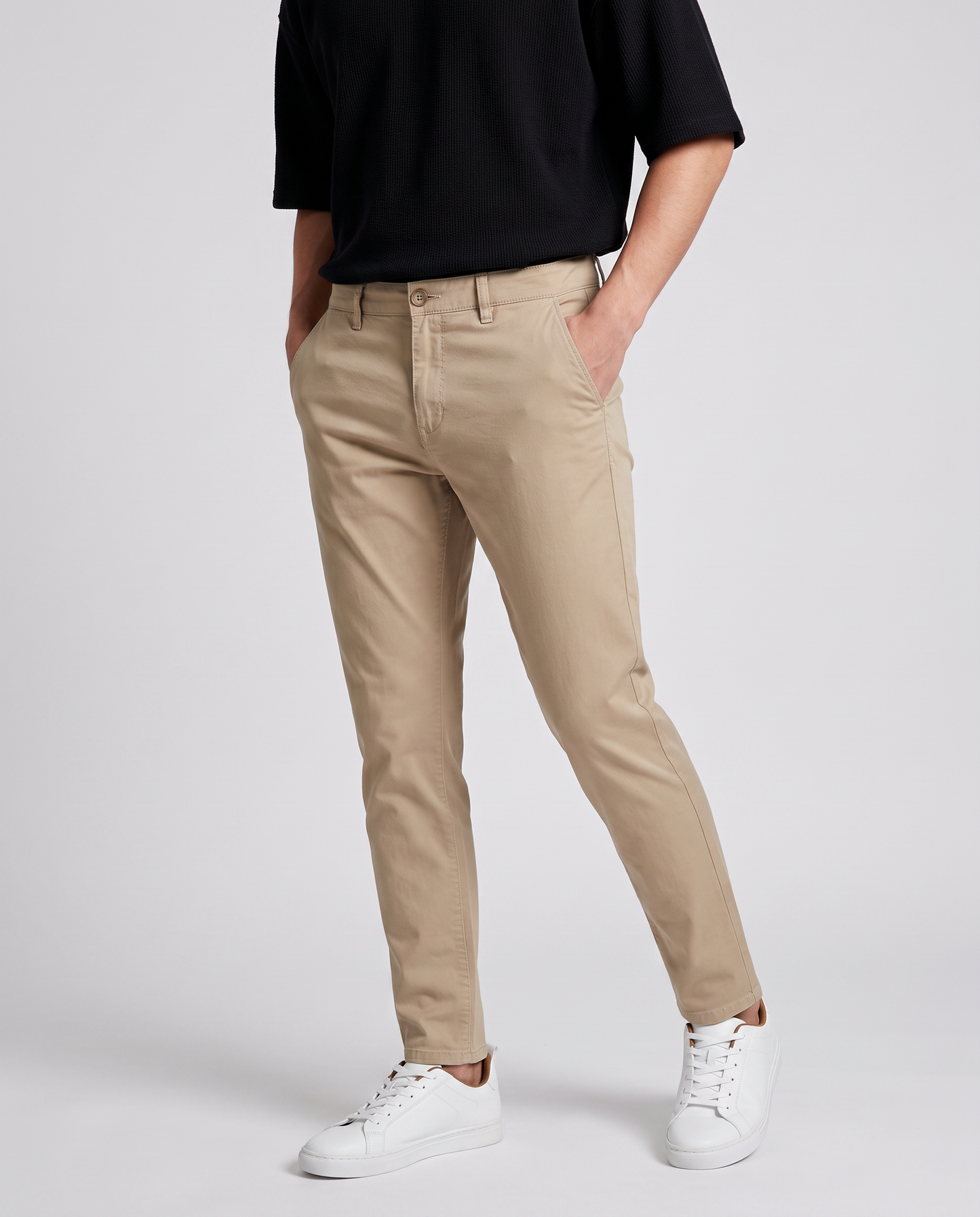 Pantaloni Chino Slim Fit in Cotone Twill - Sabbia