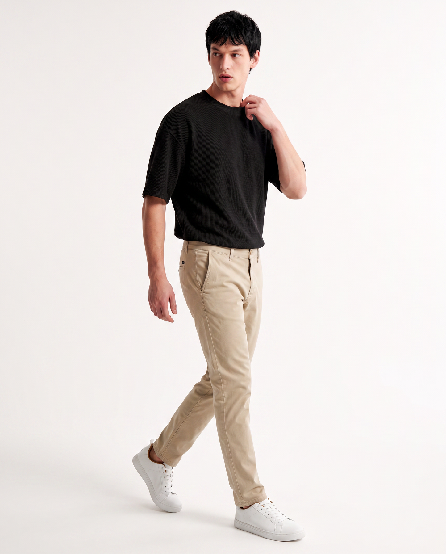 Pantaloni Chino Slim Fit in Cotone Twill - Sabbia