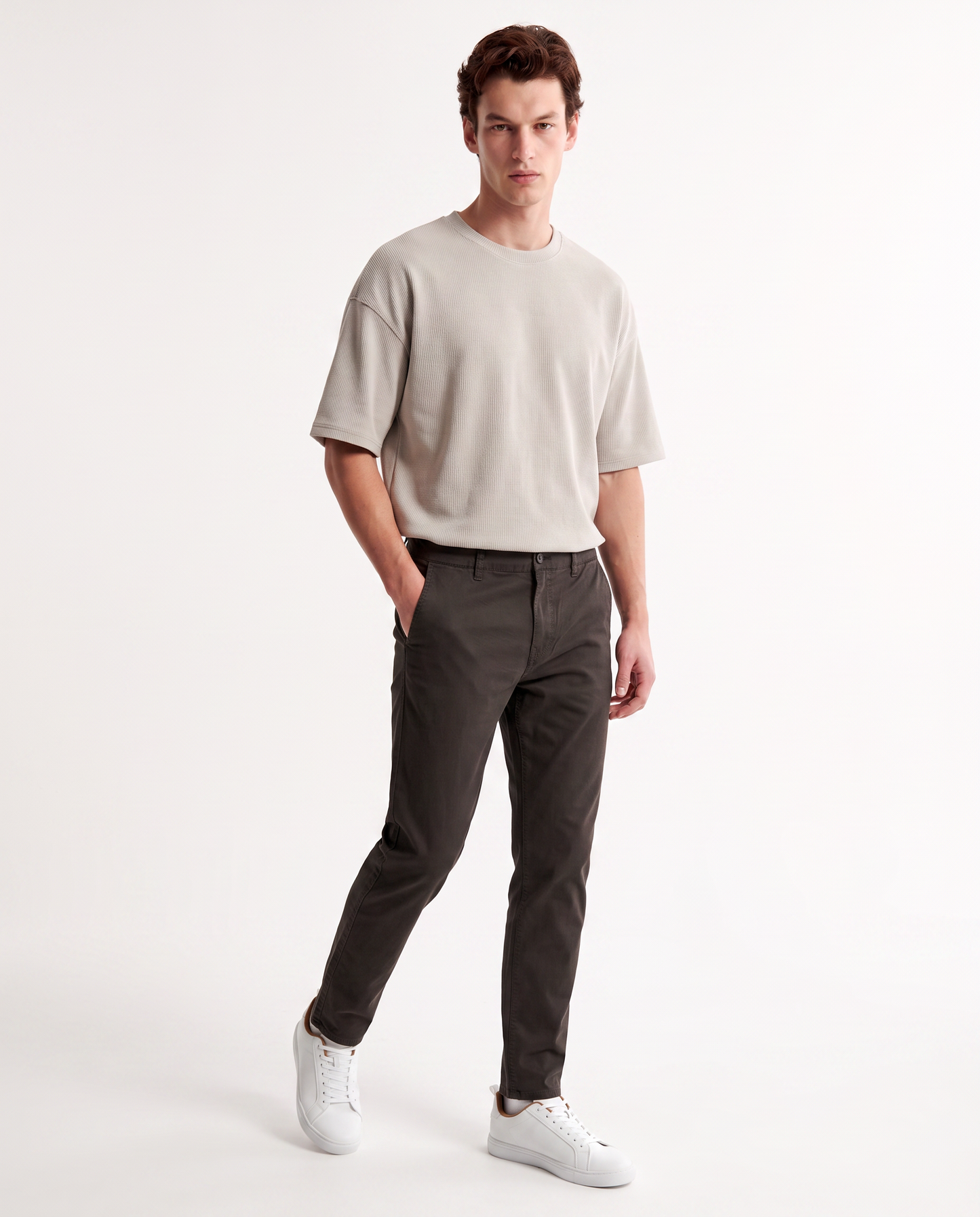 Pantaloni Chino Slim Fit in Cotone Twill - Moro