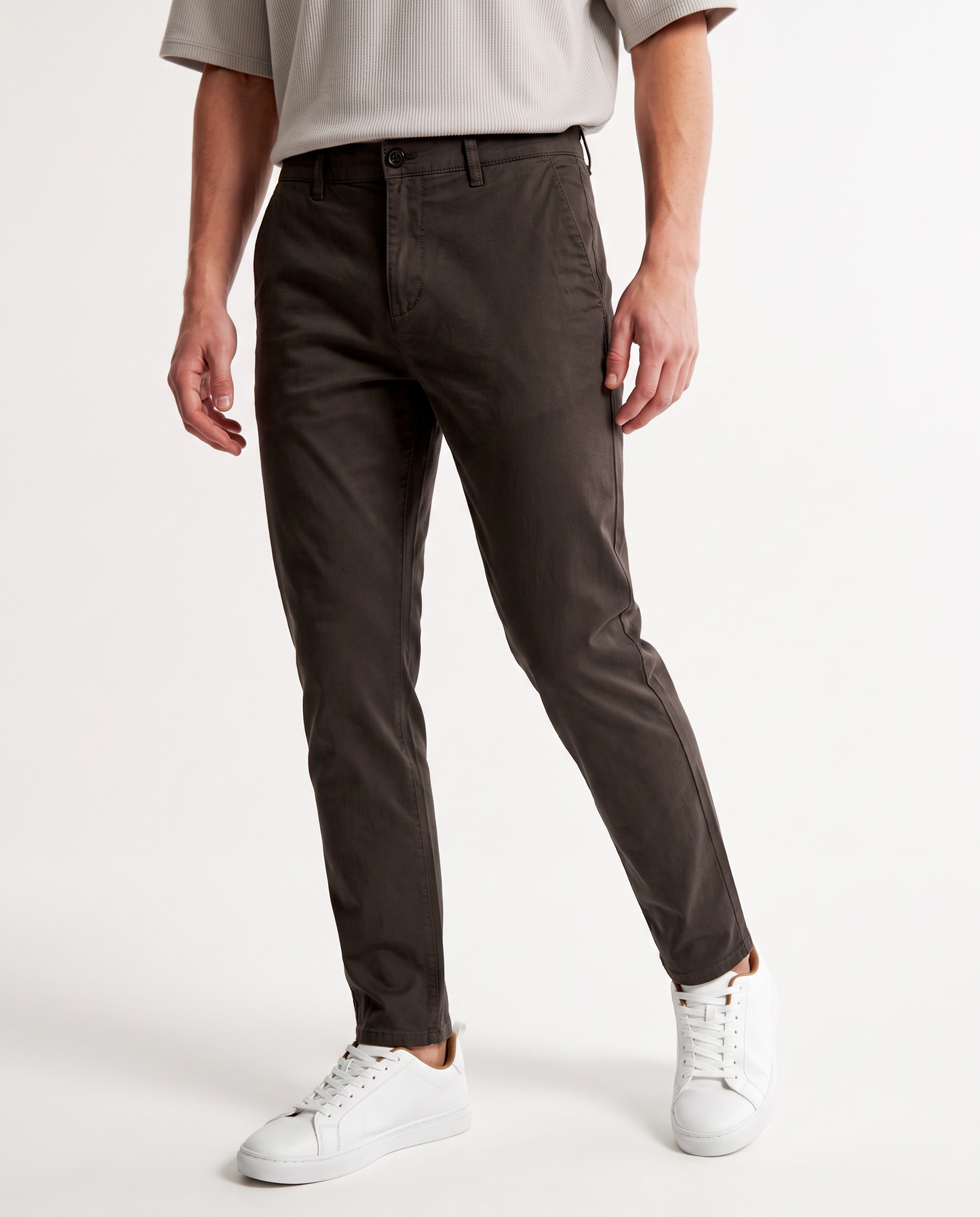 Pantaloni Chino Slim Fit in Cotone Twill - Moro