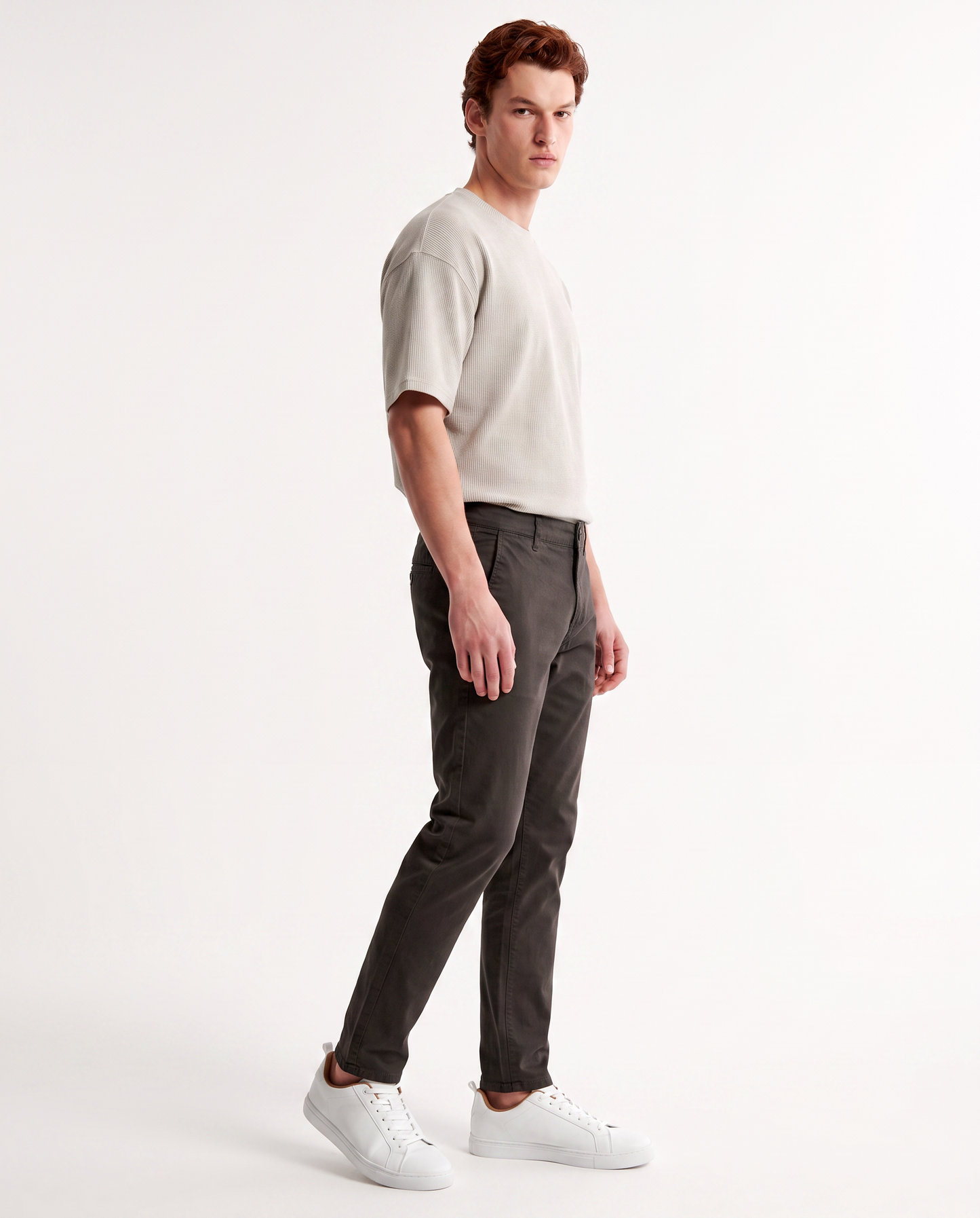 Pantaloni Chino Slim Fit in Cotone Twill - Moro