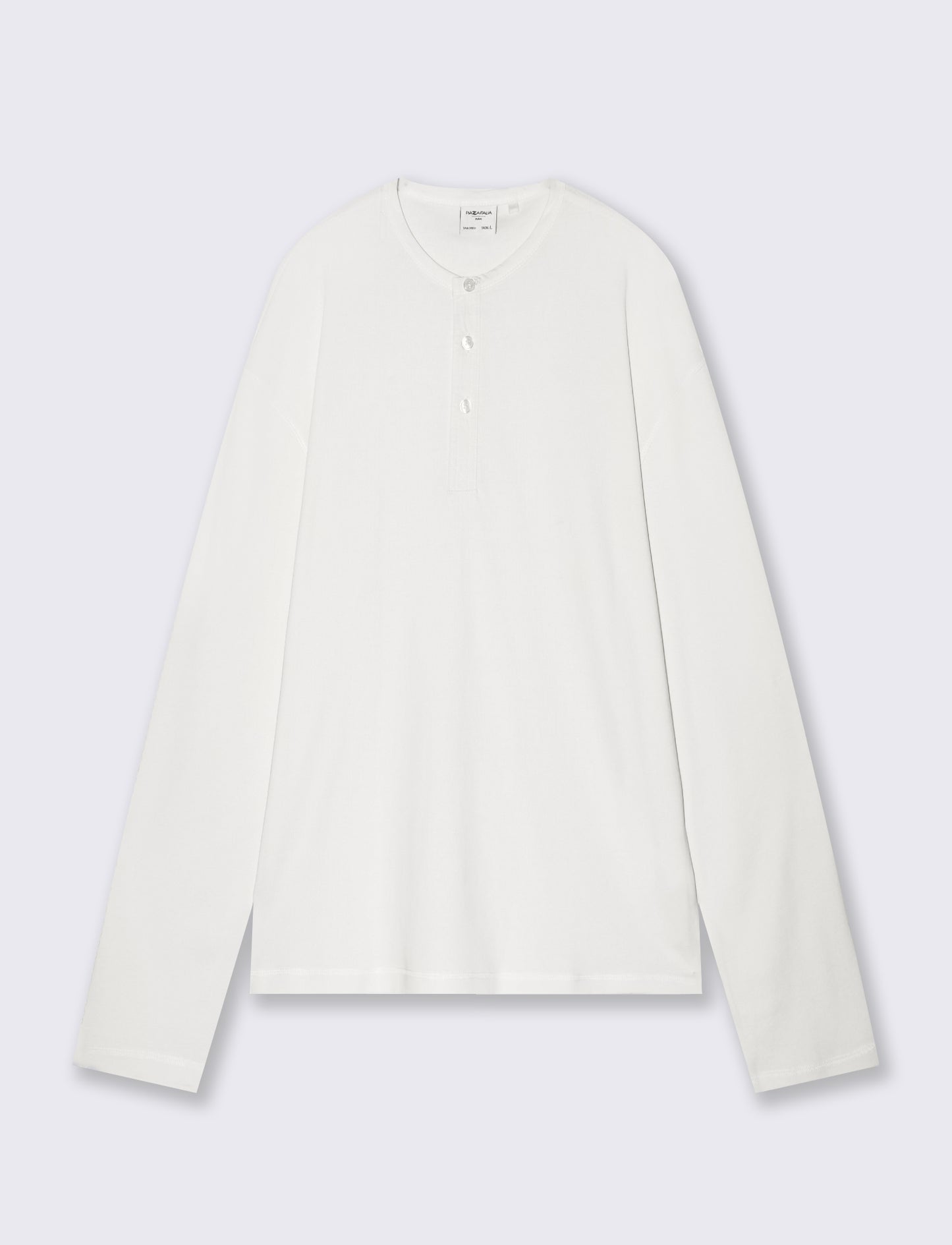 T-shirt Serafino a costine con maniche lunghe - Bianco