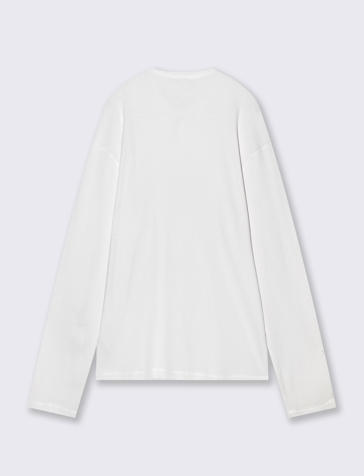 T-shirt Serafino a costine con maniche lunghe - Bianco
