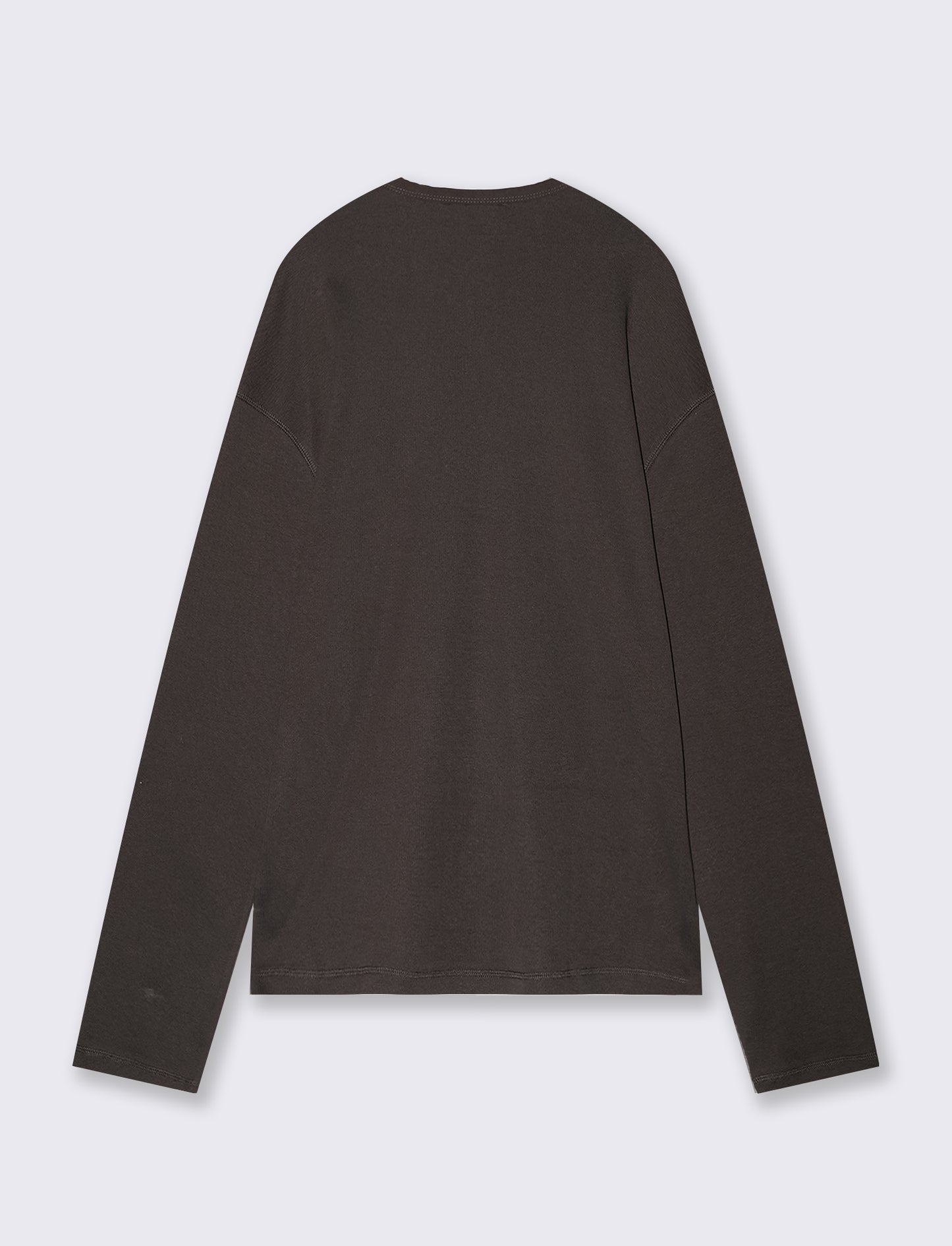 T-shirt Serafino a costine con maniche lunghe - Moro