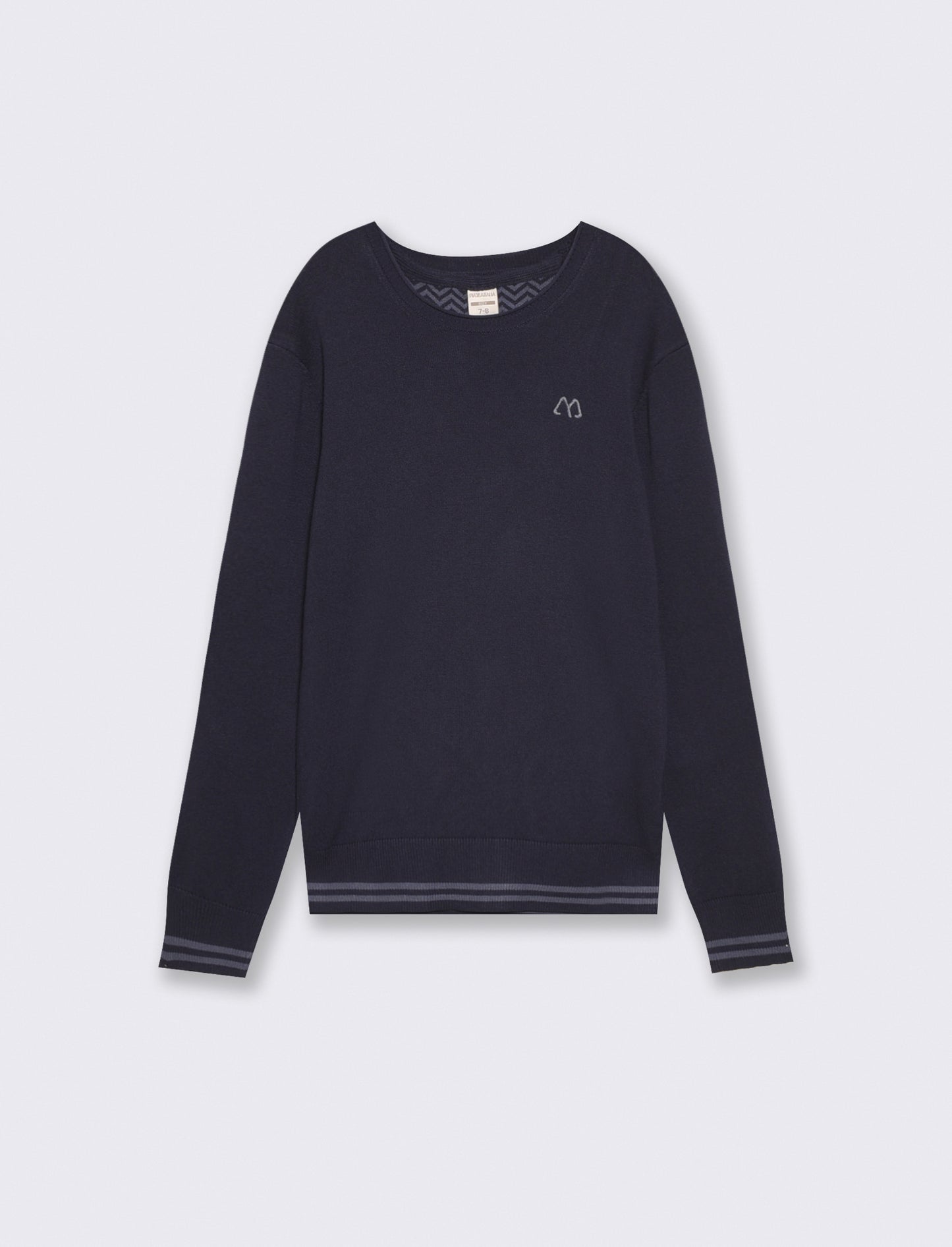Crew neck sweater with patch sleeves - Blue