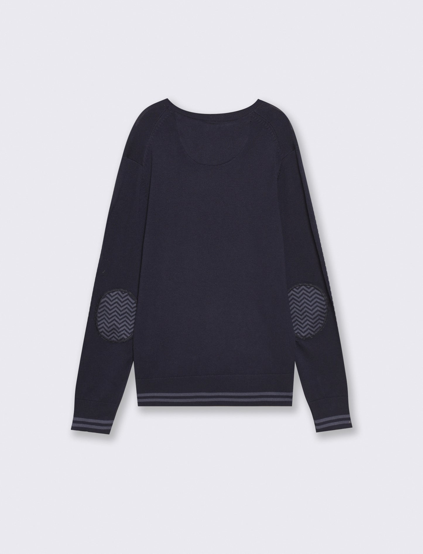 Crew neck sweater with patch sleeves - Blue