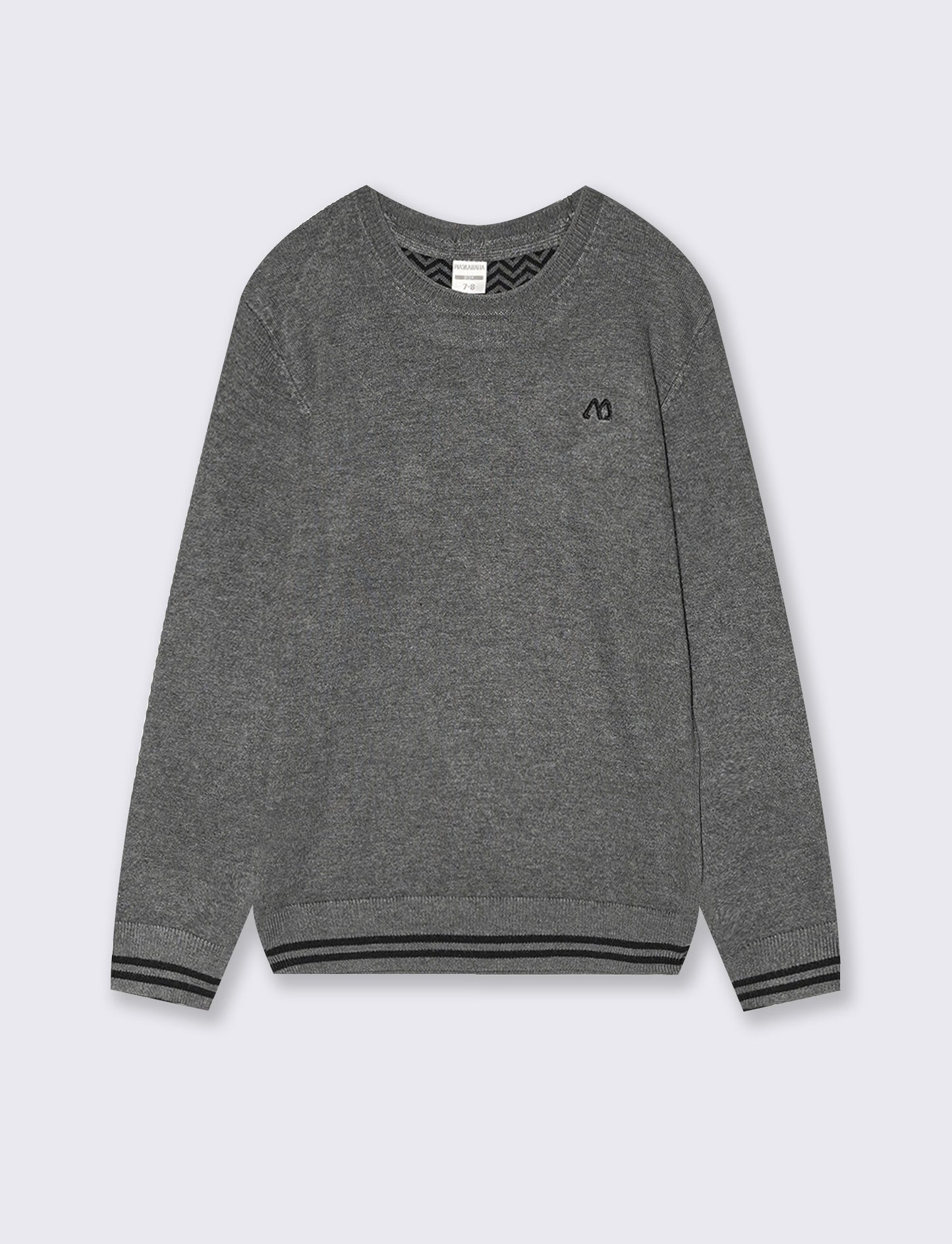 Crew neck sweater with patch sleeves - Grey