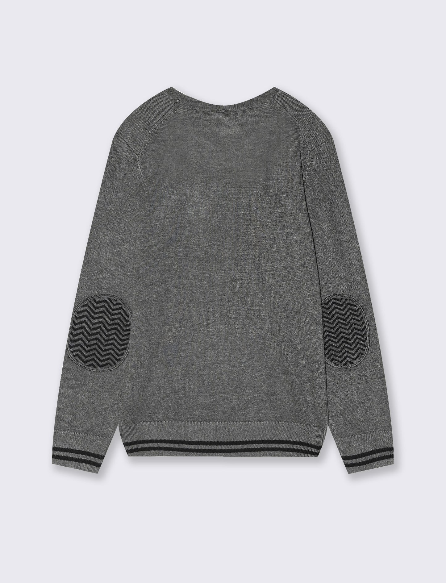Maglioncino girocollo con toppe maniche - Grigio