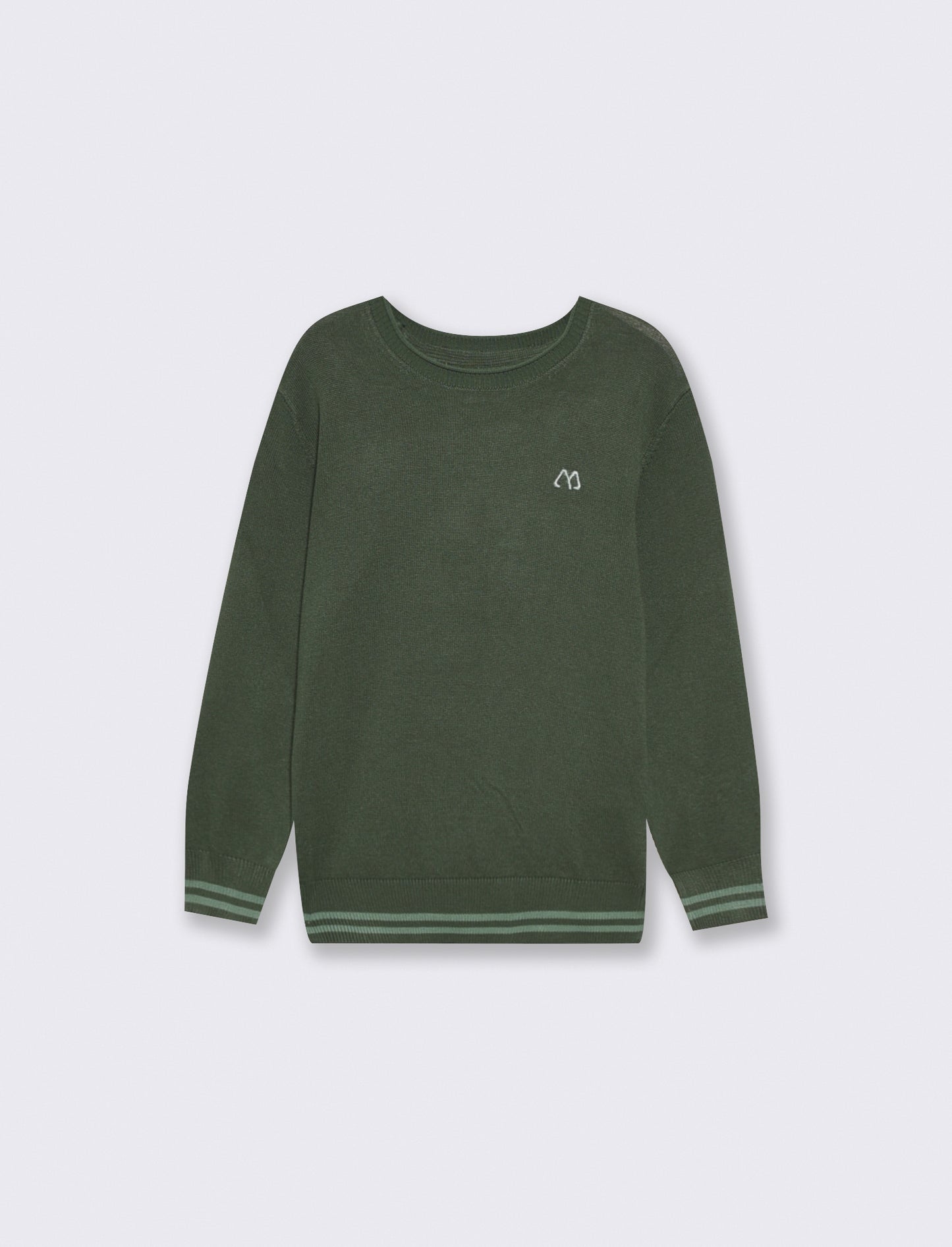 Maglioncino girocollo con toppe maniche - Verde abete