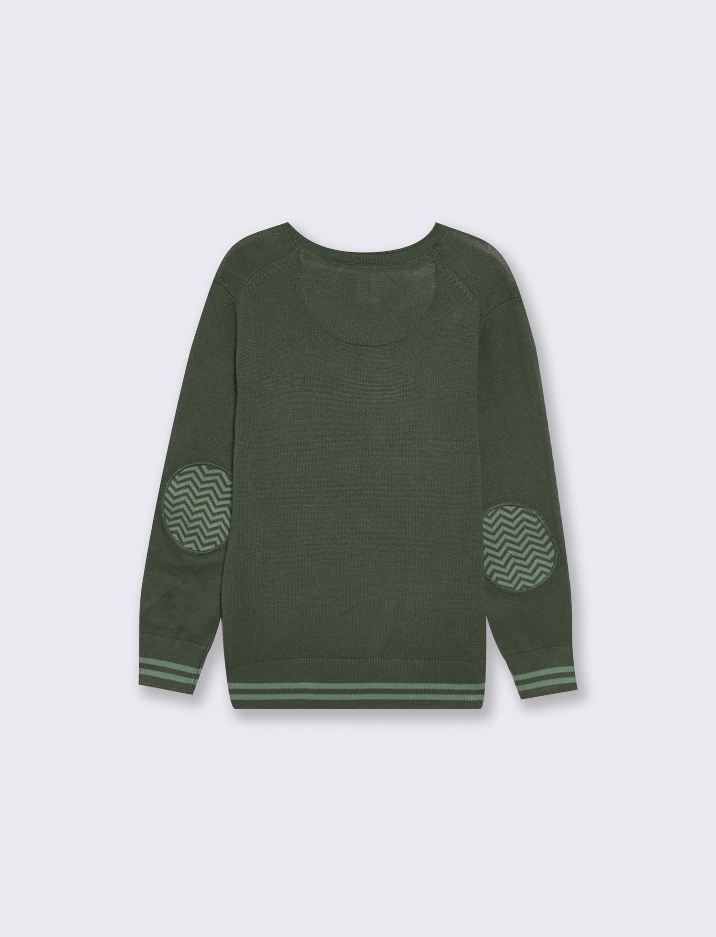 Maglioncino girocollo con toppe maniche - Verde abete