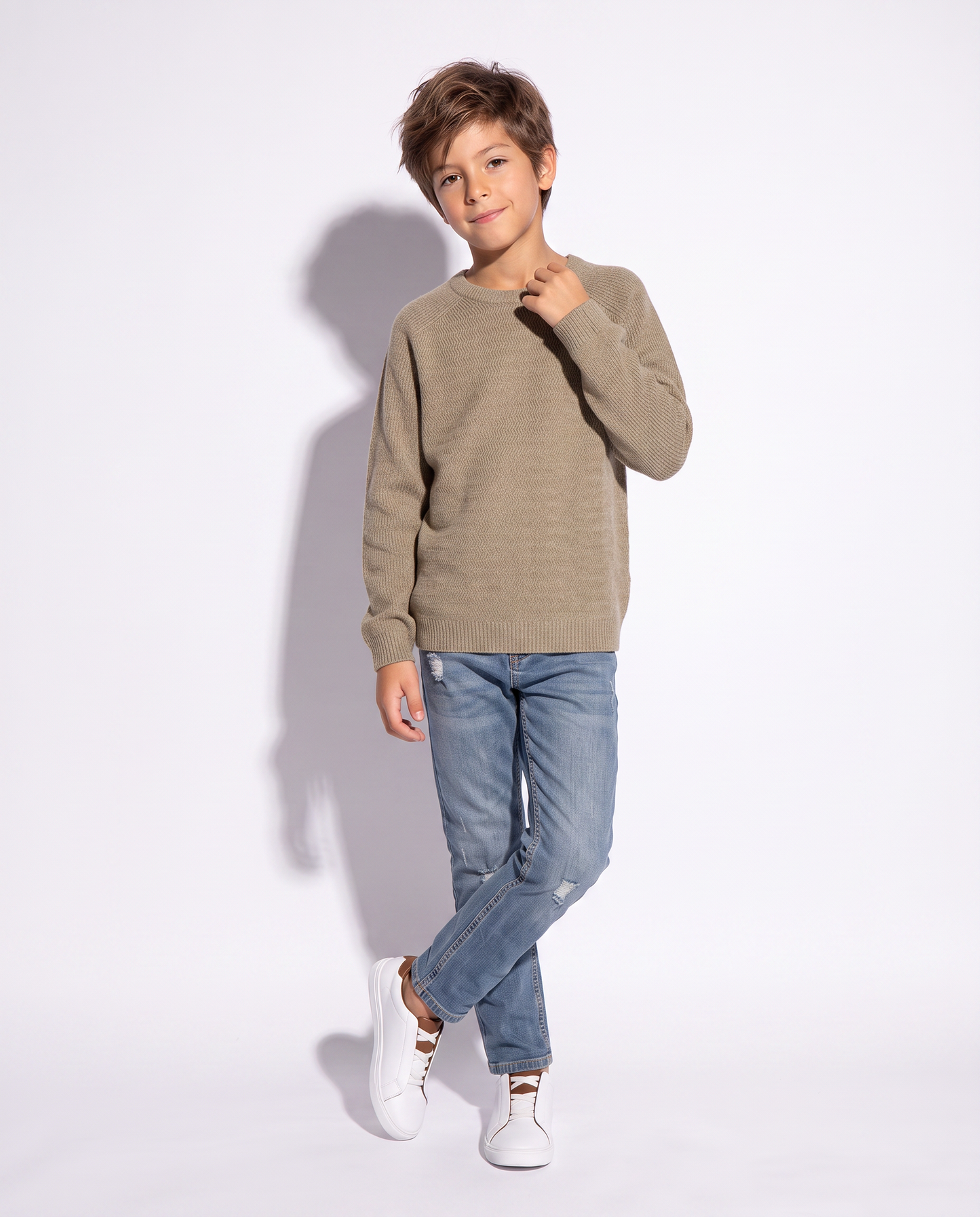 Maglia raglan comoda in due colori - Beige scuro