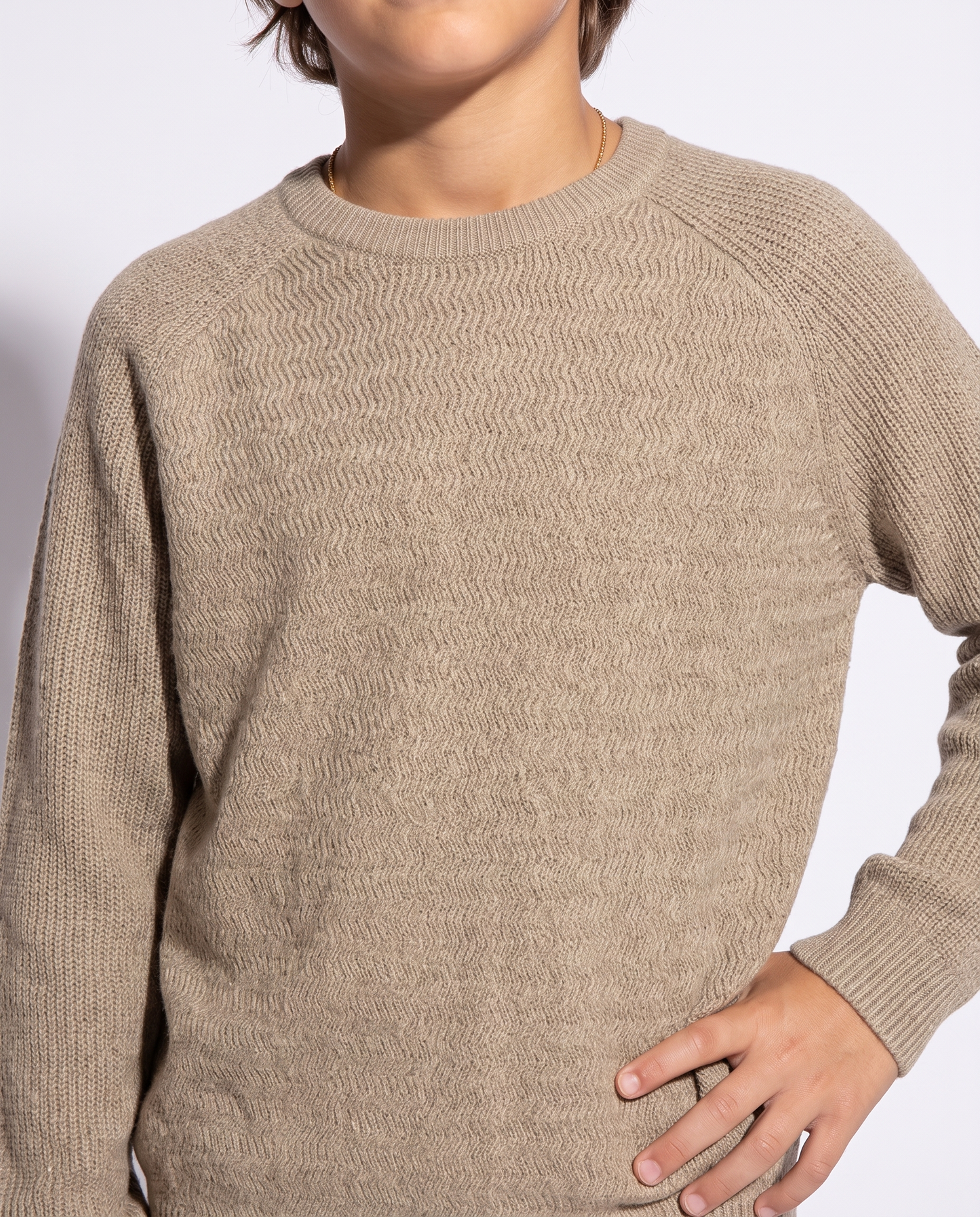 Maglia raglan comoda in due colori - Beige scuro