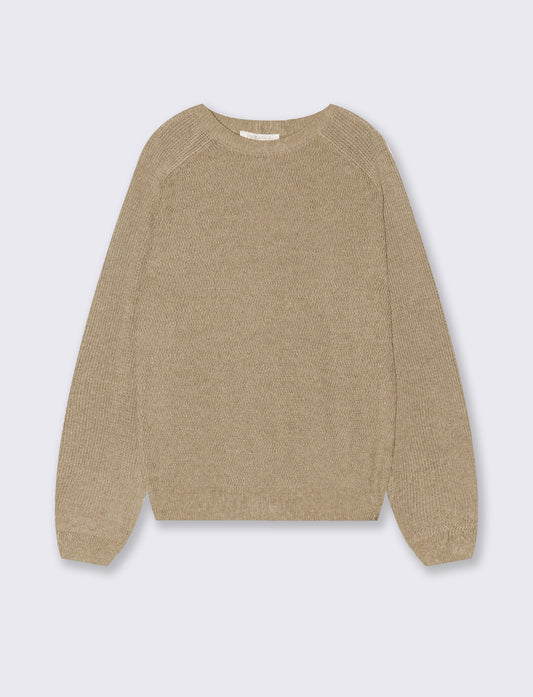 Comfortable two-color raglan sweater - Beige