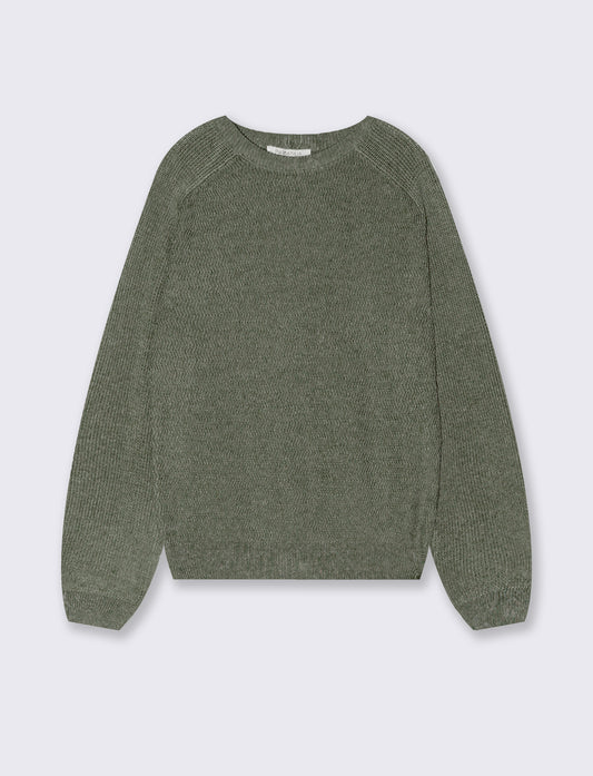 Comfortable two-color raglan sweater - Green