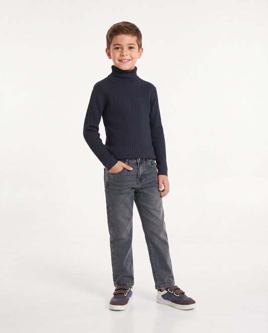 Warm and Comfortable Turtleneck Sweater - Blue