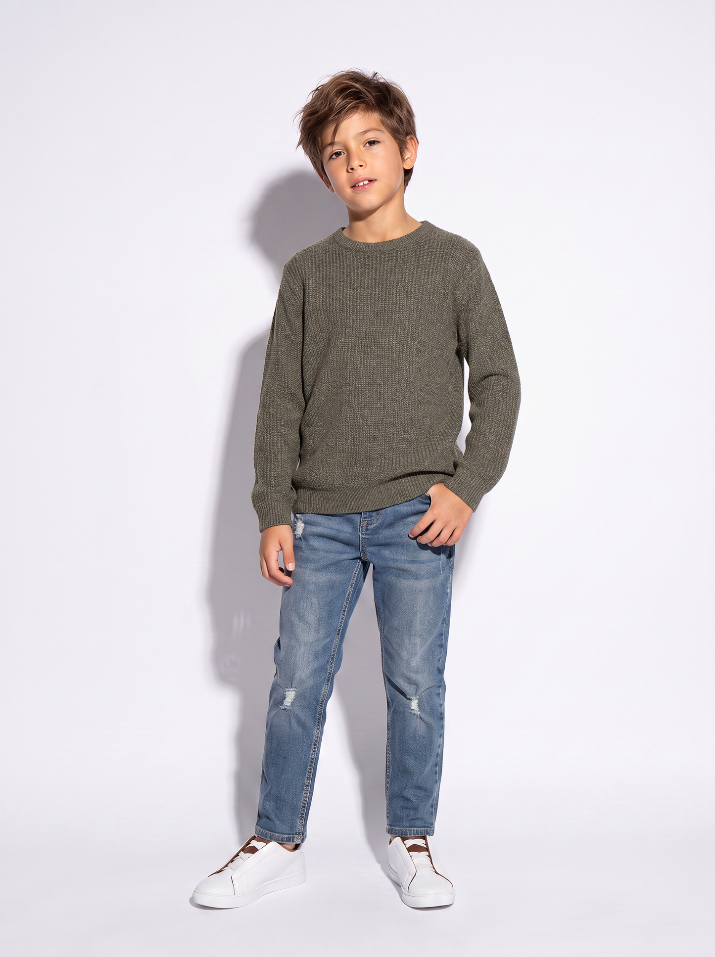 Maglioncino in maglia comodo e versatile - Verde militare