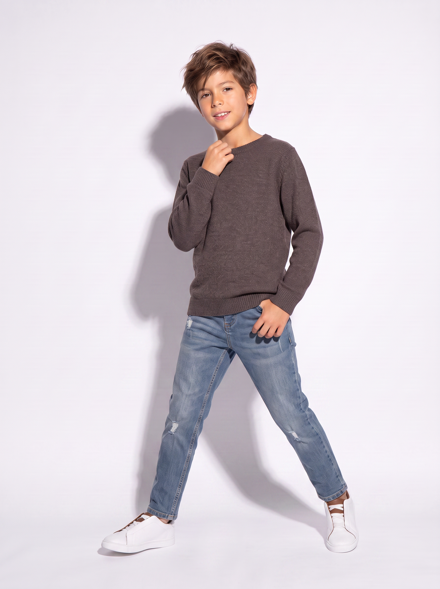 Maglioncino in maglia comodo e versatile - Marrone cioccolato