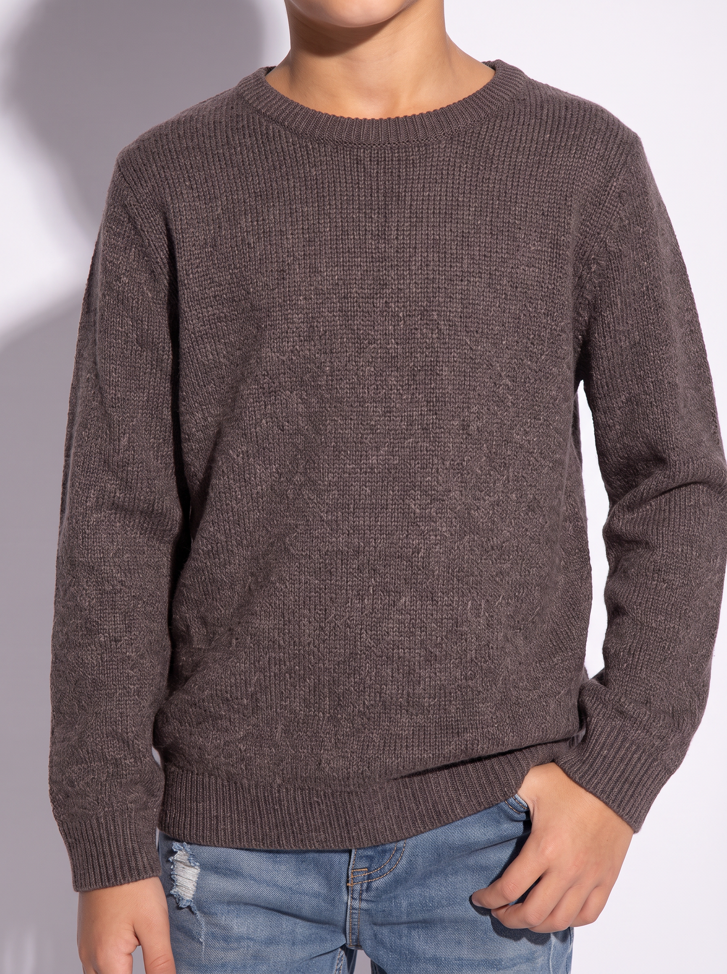 Maglioncino in maglia comodo e versatile - Marrone cioccolato