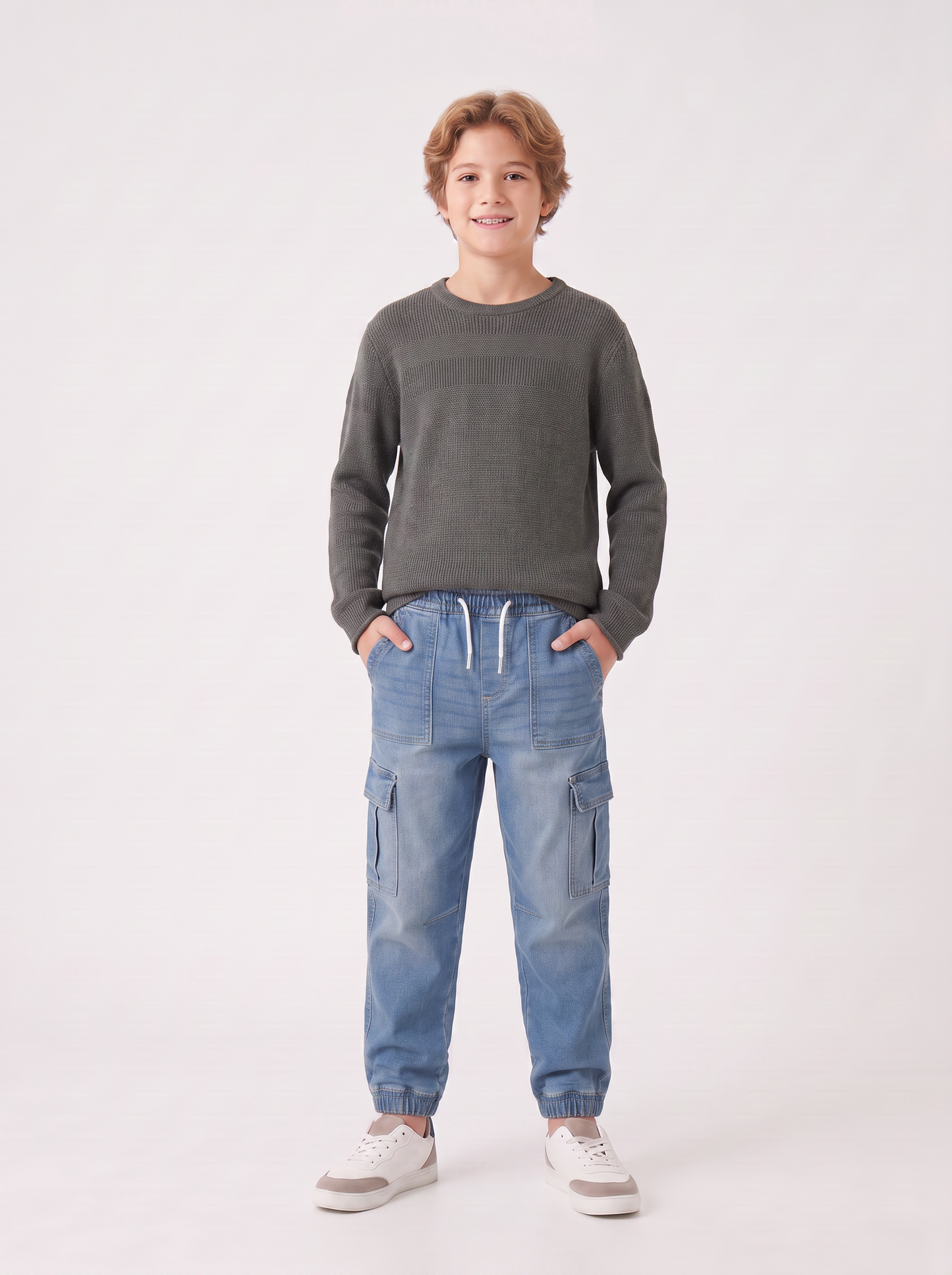 Cotton blend crew neck sweater - Green