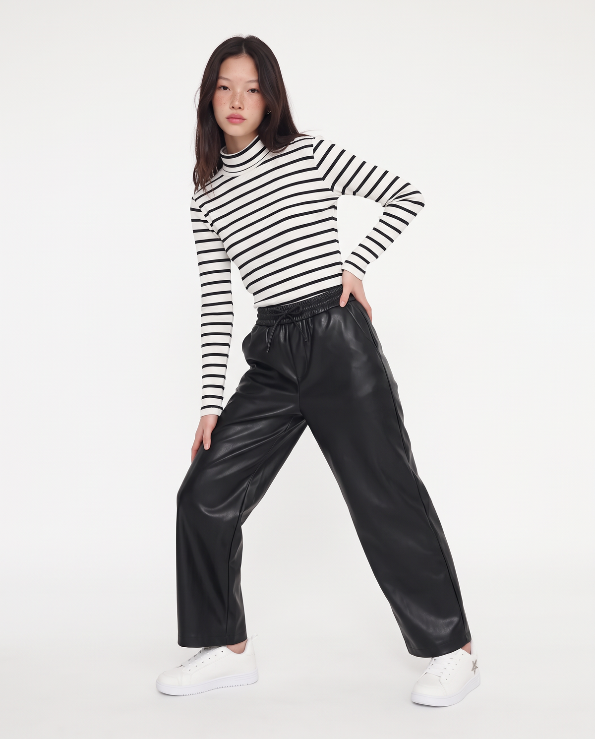 Striped cotton ribbed pullover - White