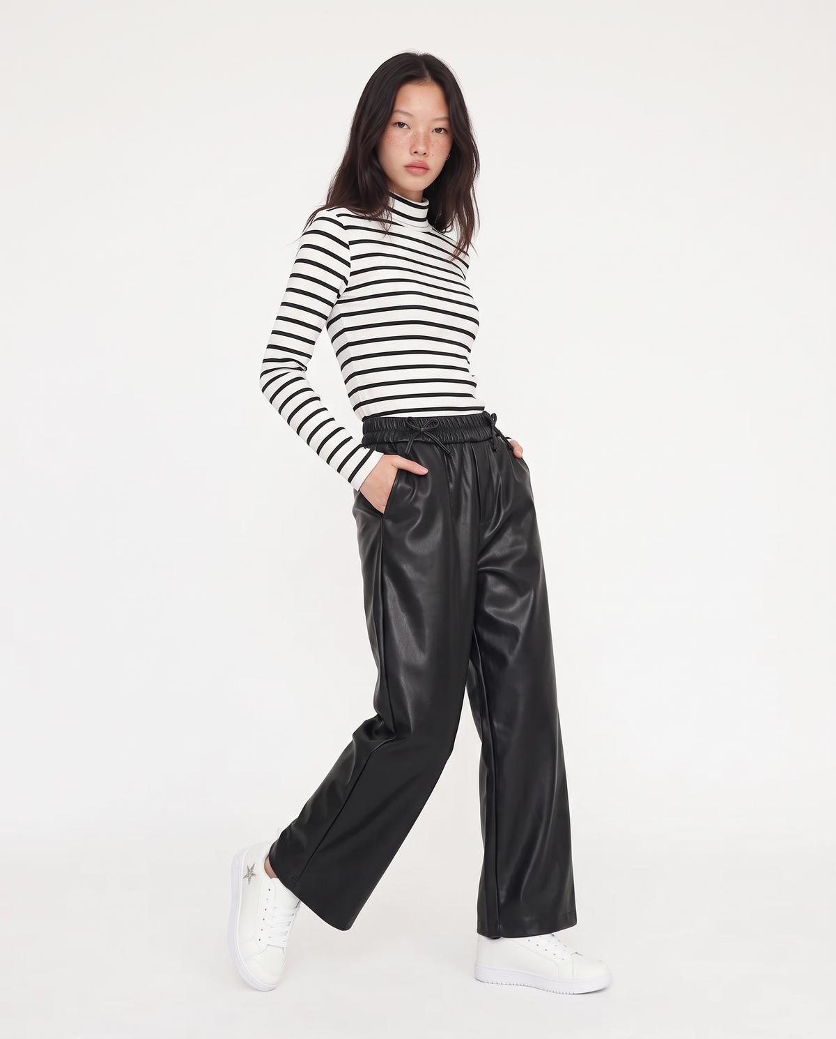 Striped cotton ribbed pullover - White