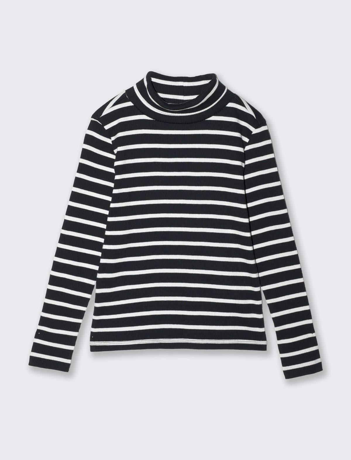 Lupetto a righe in costina di cotone - Nero-bianco