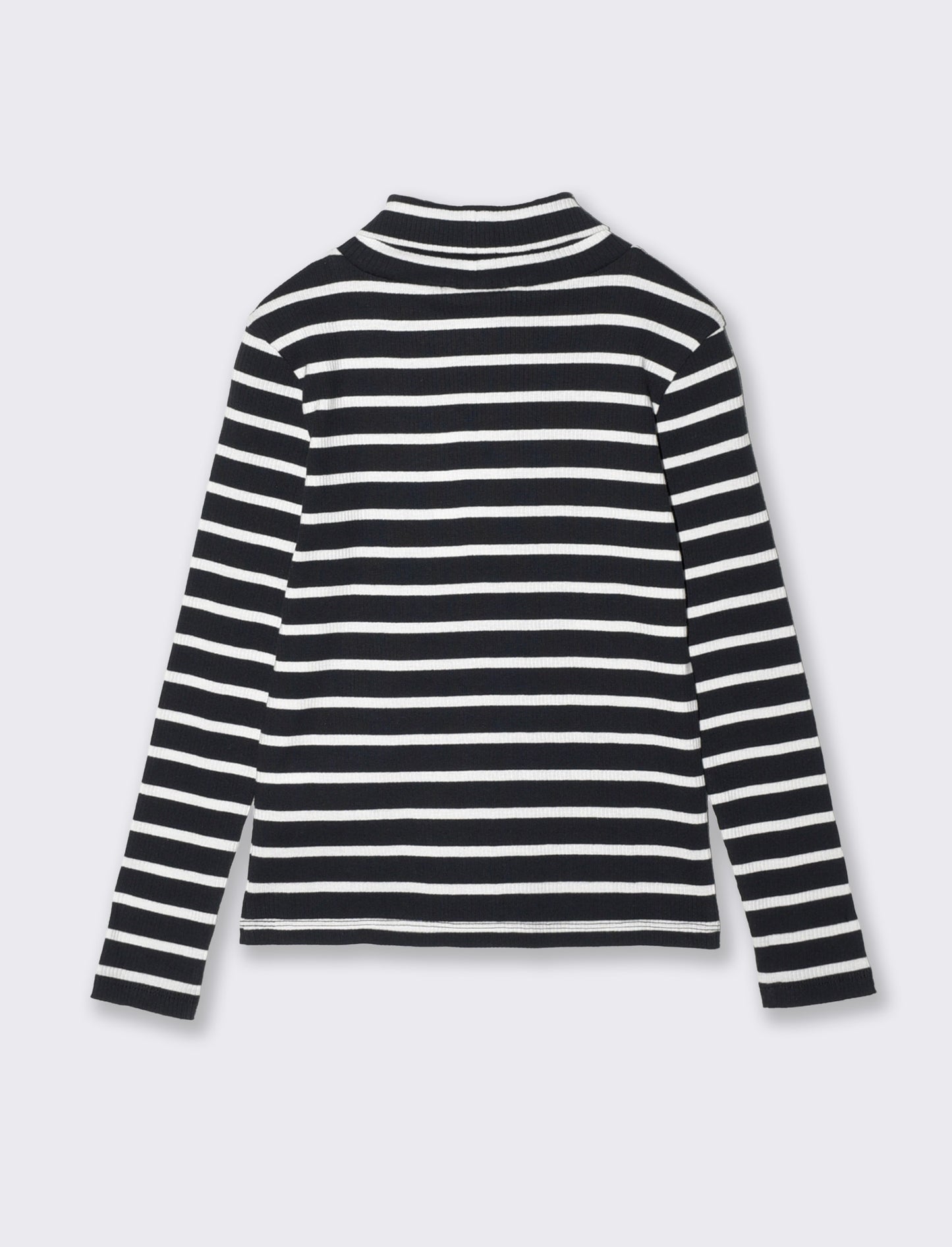 Lupetto a righe in costina di cotone - Nero-bianco