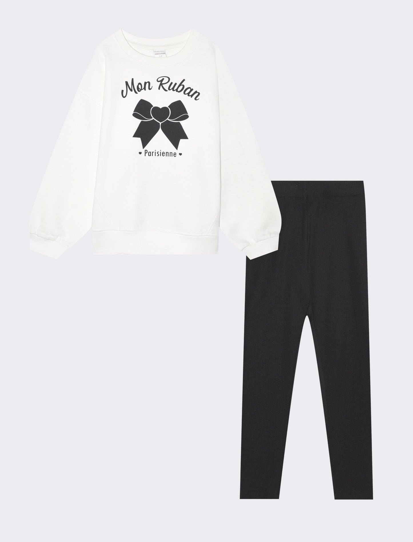 Completo felpa e leggings da bambina - Bianco latte