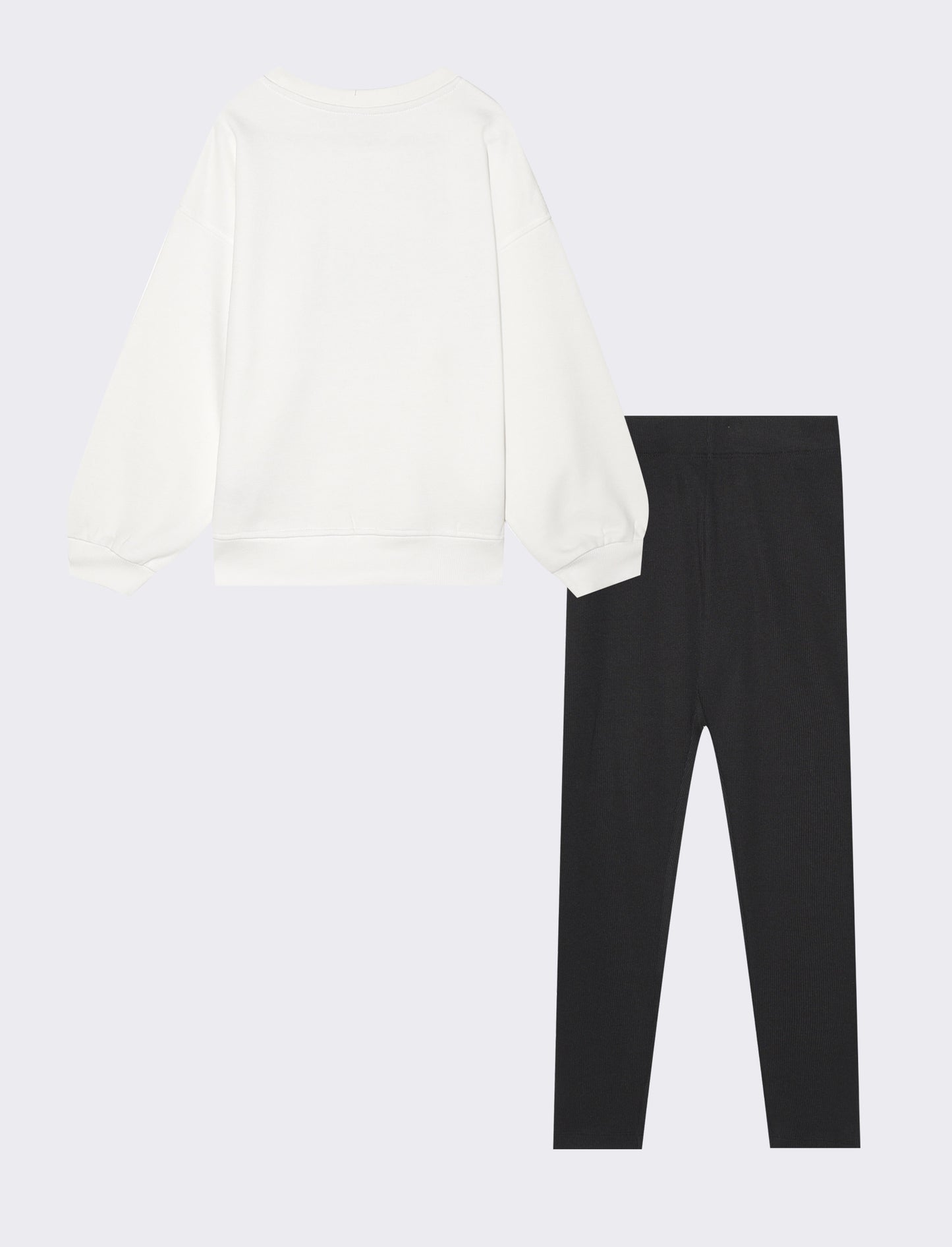 Completo felpa e leggings da bambina - Bianco latte