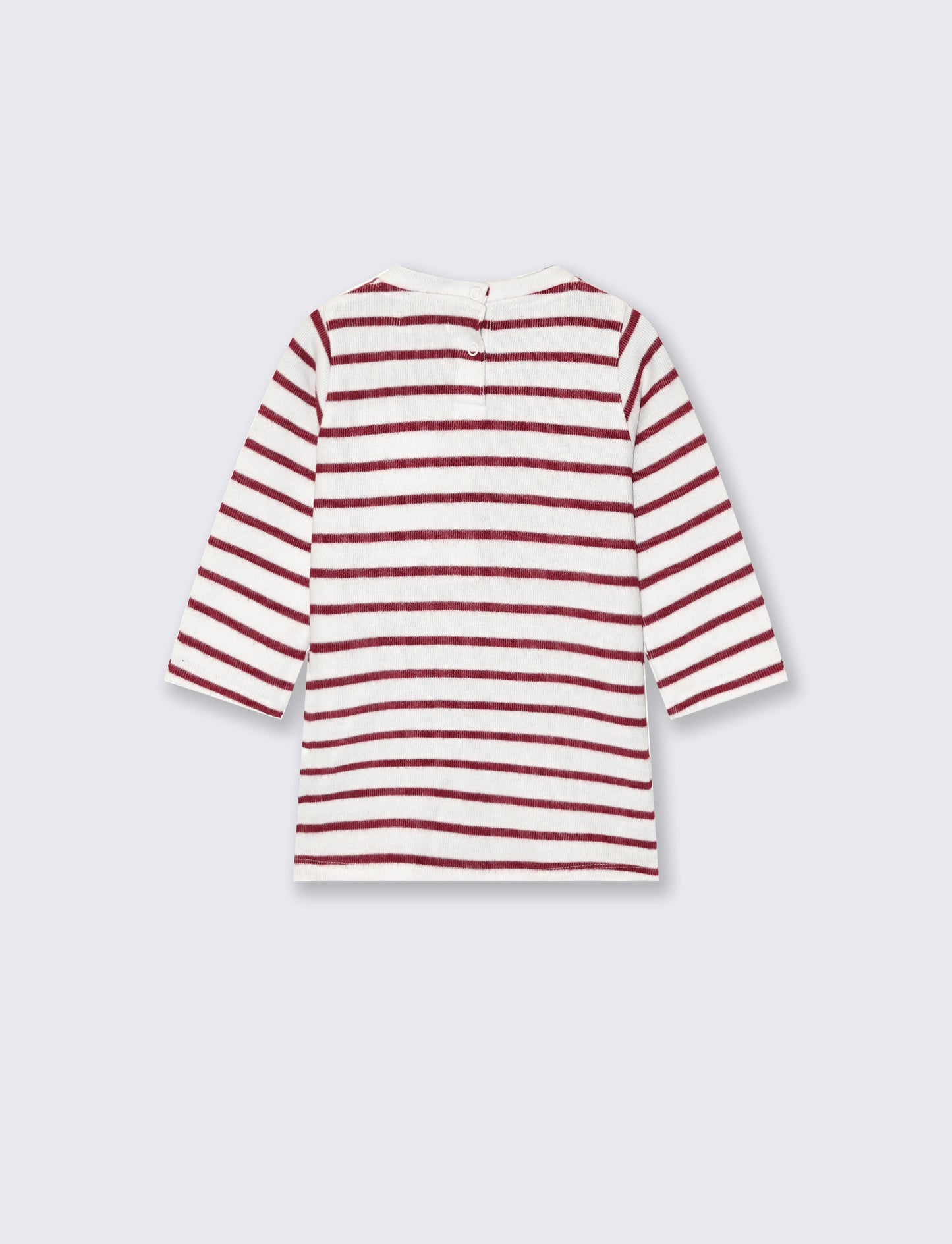 Abito morbido a righe con patch e ricamo - Bianco latte