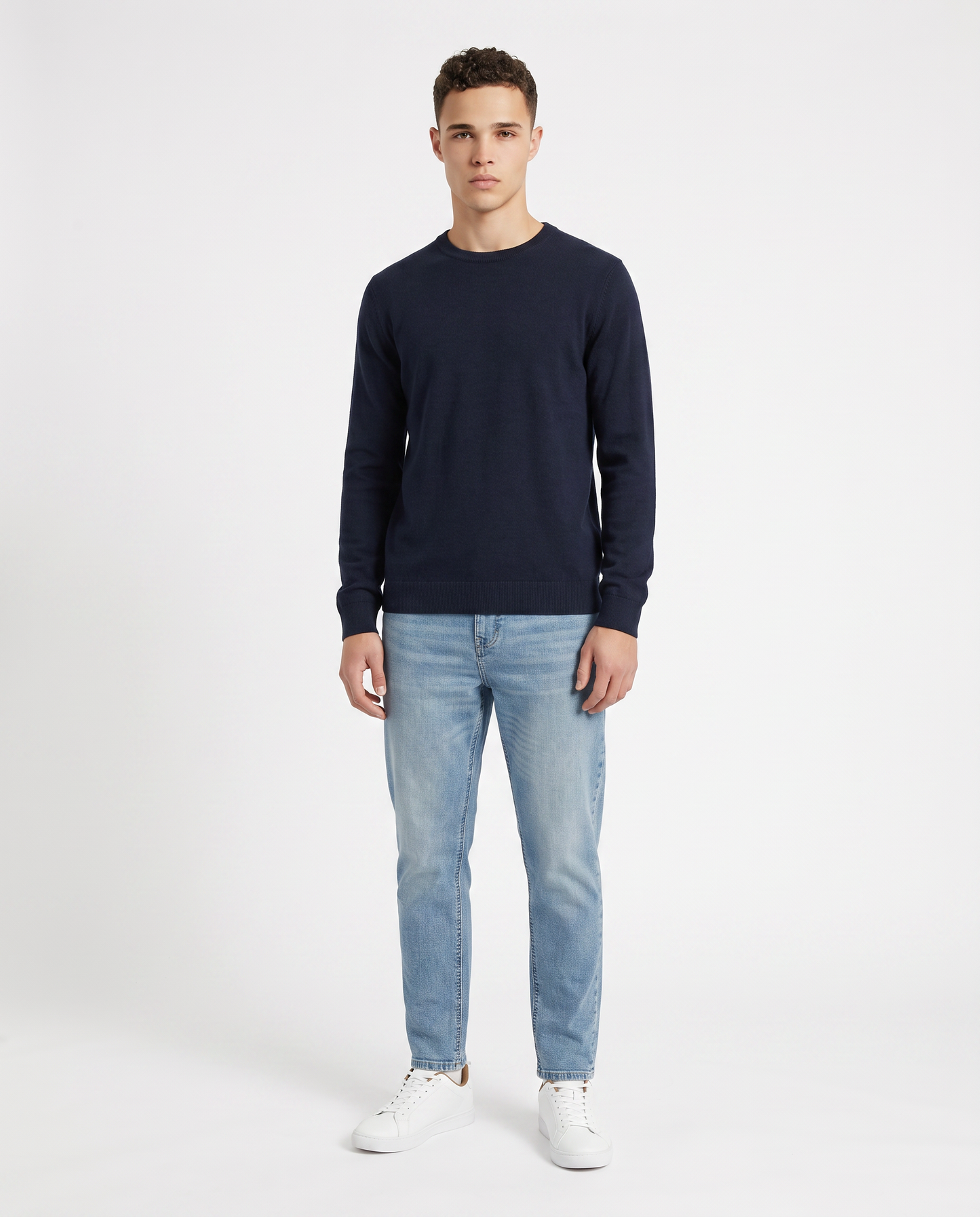 Jeans slim tapered fit blu chiaro effetto slavato - Denim