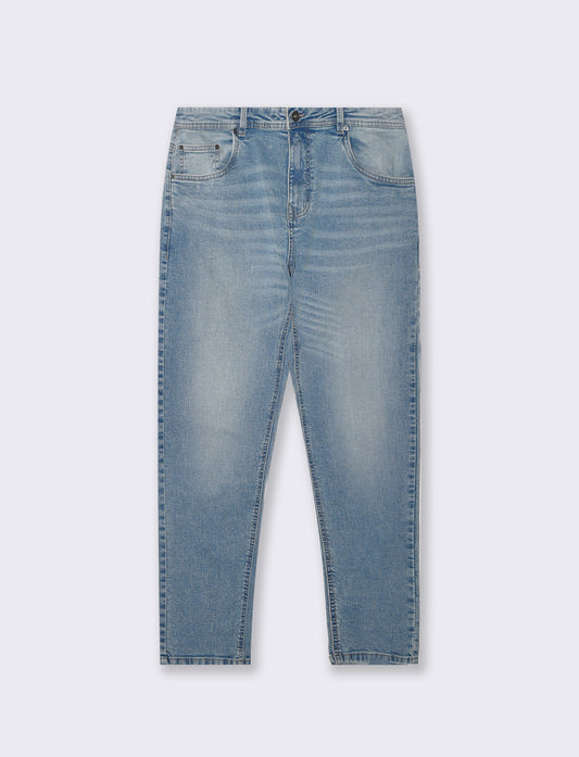 Jeans slim tapered fit blu chiaro effetto slavato - Denim