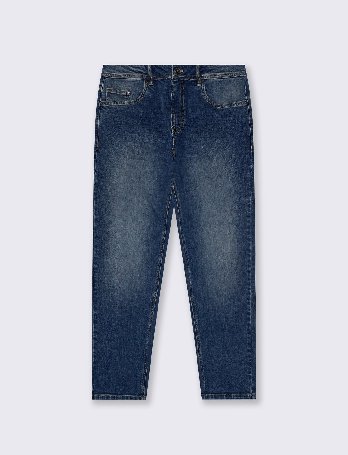 Jeans slim tapered fit blu medio effetto slavato - Denim