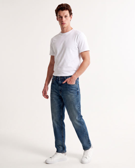 Jeans Blu Medio Straight Fit Cinque Tasche - Denim