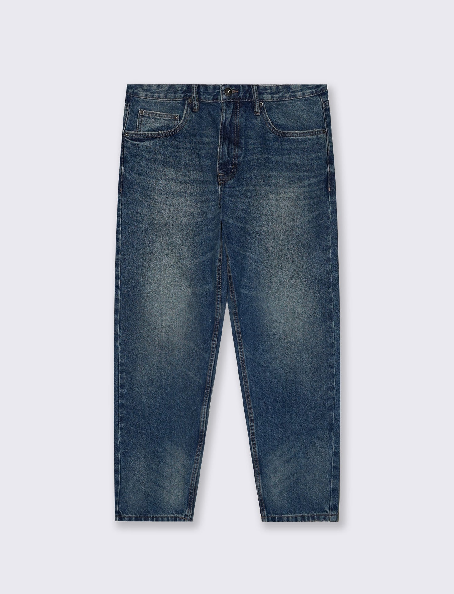Medium Blue Straight Fit Five Pocket Jeans - Blue