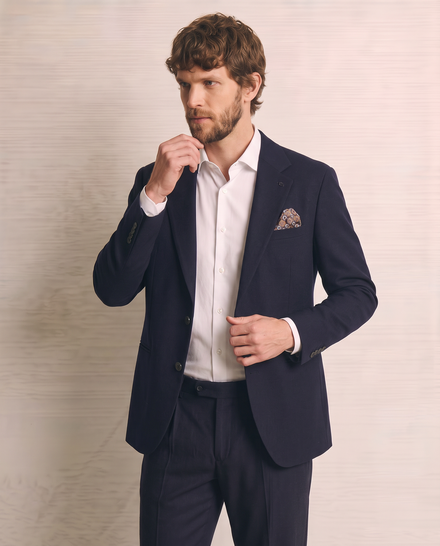 Blazer Formal Fit con Colletto a Revers - Blu