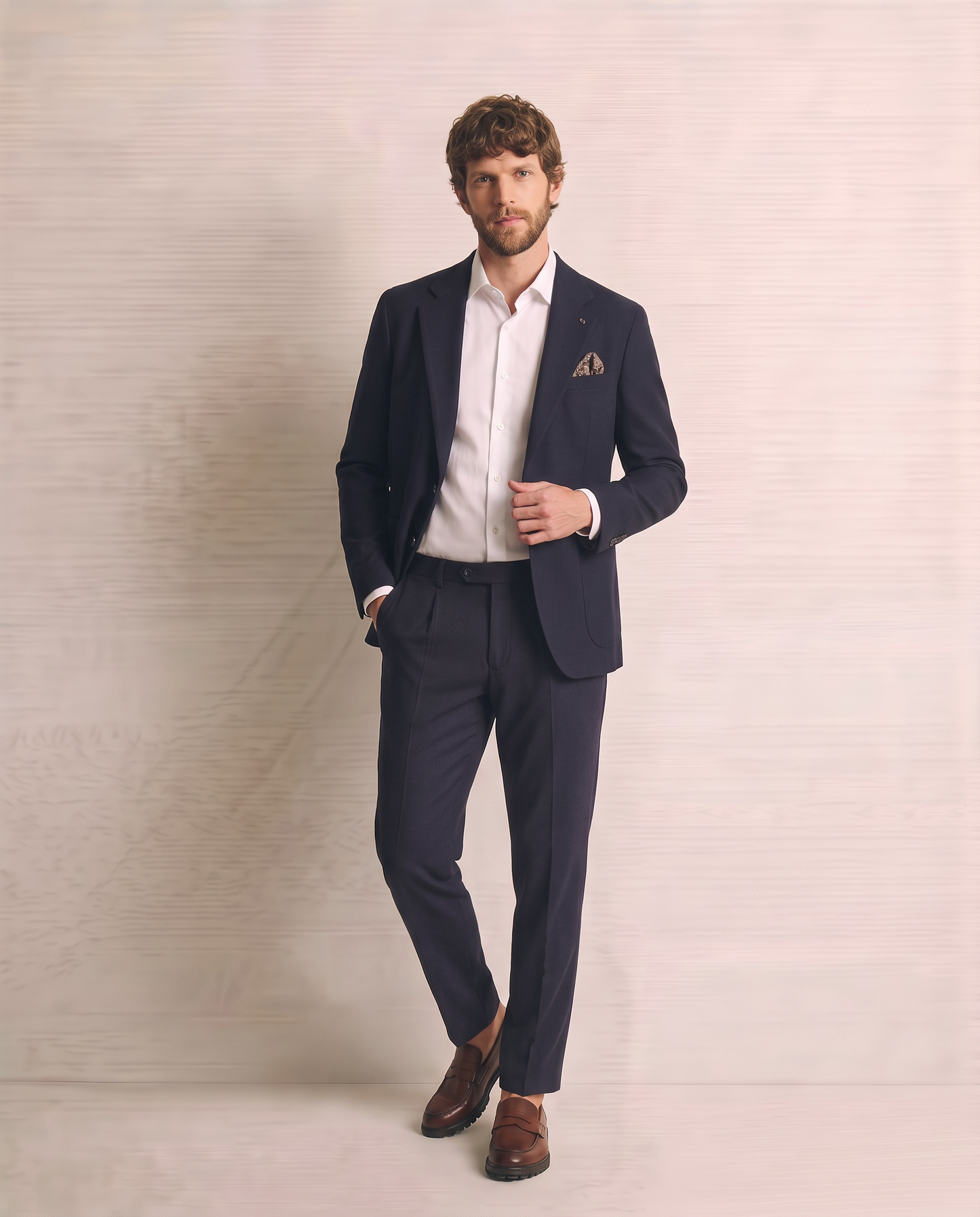 Blazer Formal Fit con Colletto a Revers - Blu
