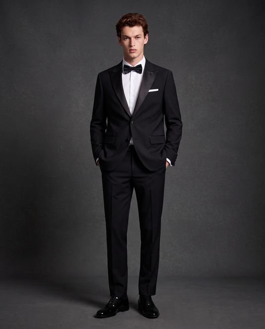Blazer da Smoking con Colletto in Raso - Nero